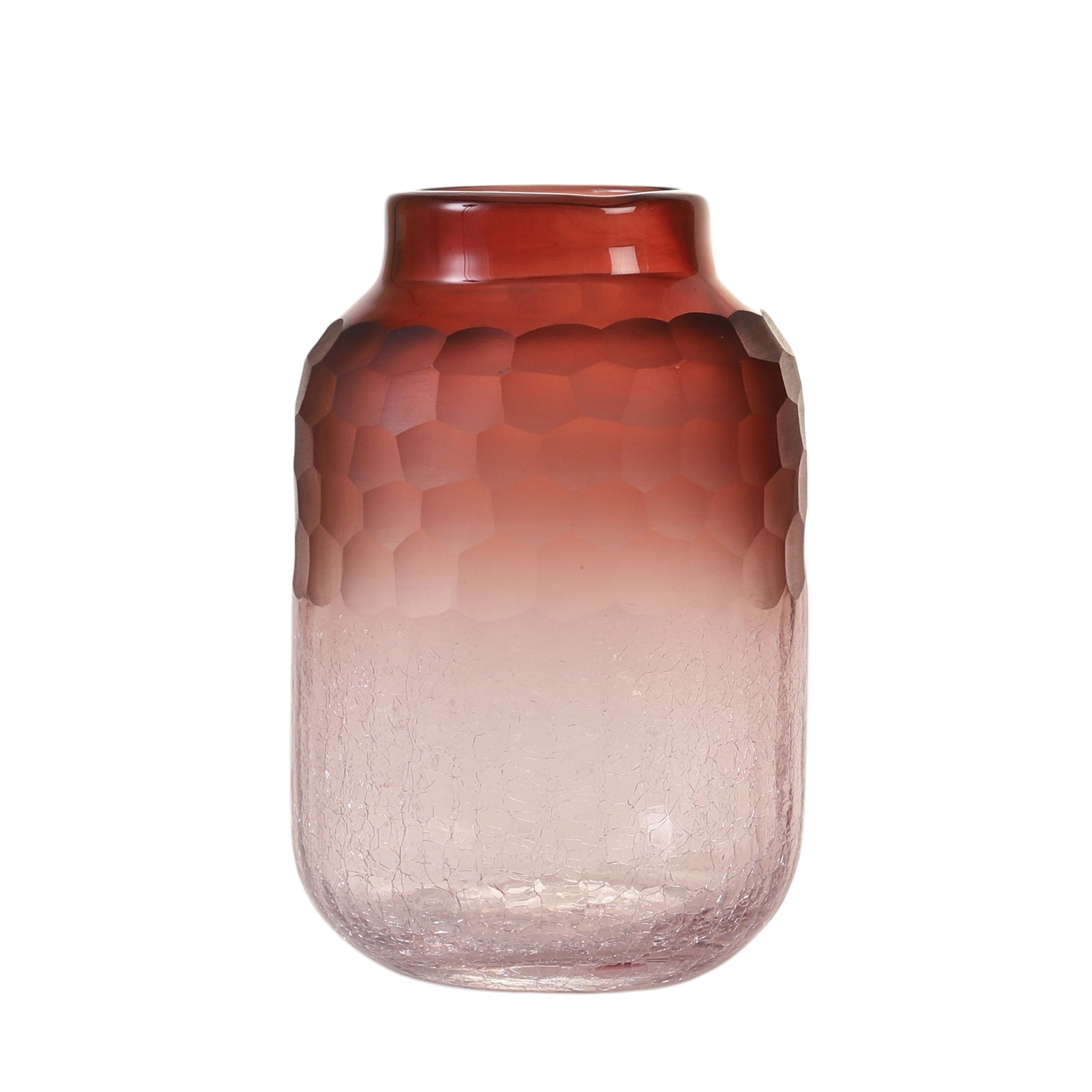 Wine Ombre Textured Glass Vase (Single)