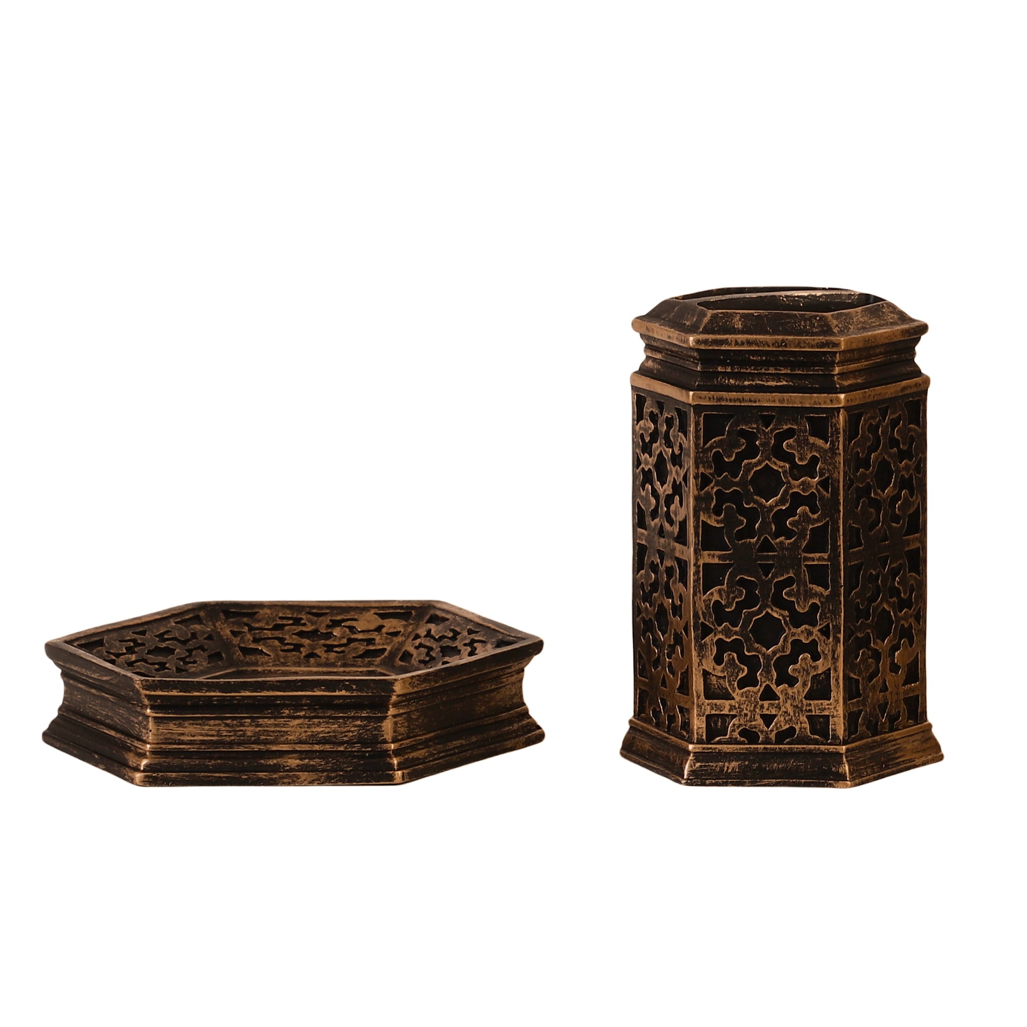 Art Deco 4 Piece Bath Set (Black/Bronze)