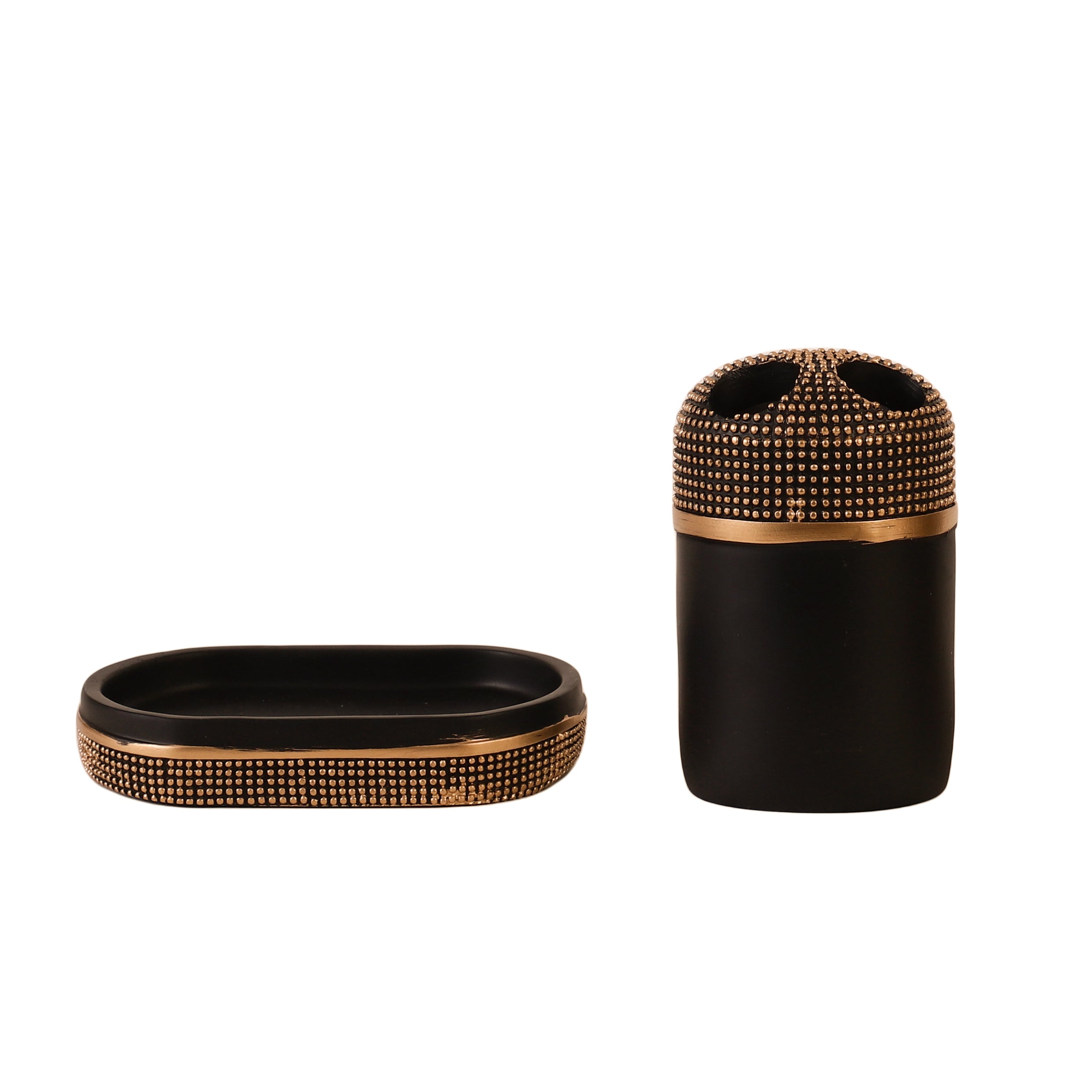 Pebbled Luxe 4 Piece Bath Set (Black/Gold)