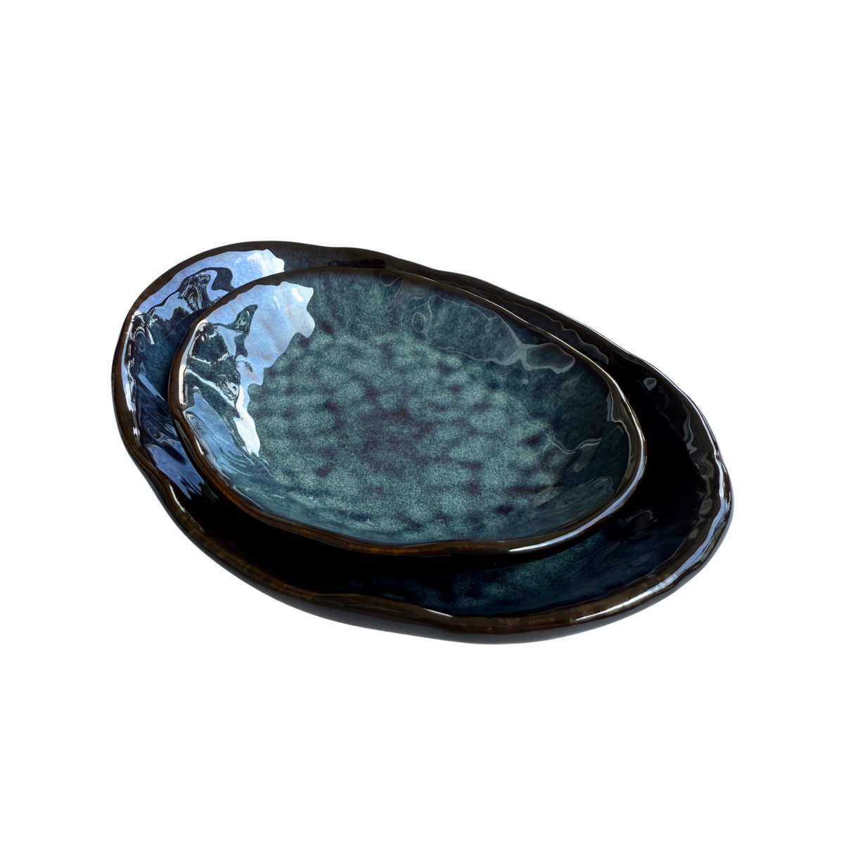 Tide Pool Ceramic Shallow Bowl
