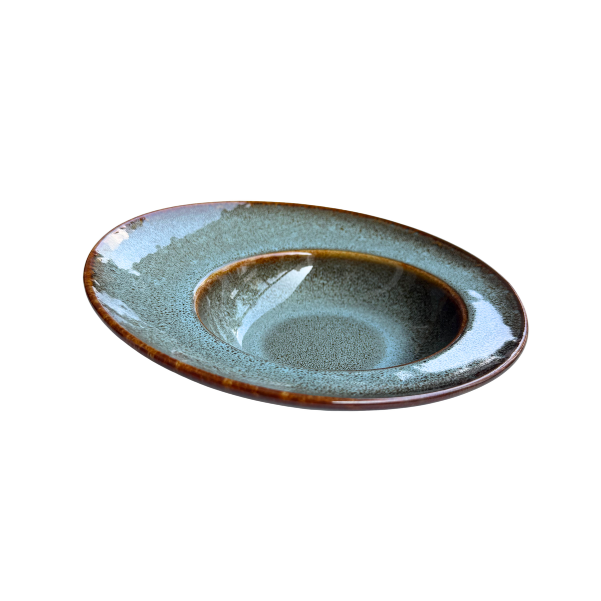 Sage Halo Wide-Rim Ceramic Bowl