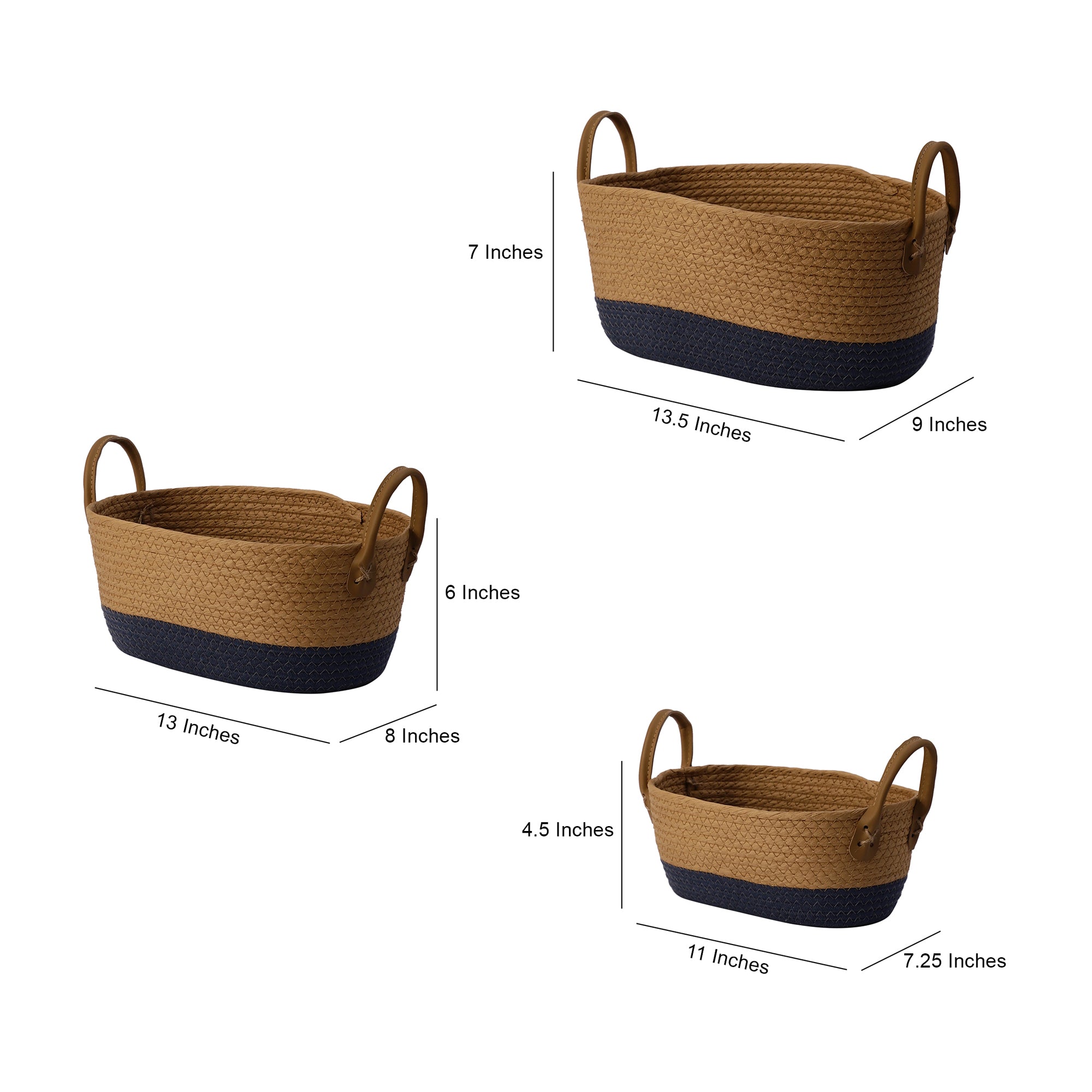 Indigo Soaked Jute Baskets (Set of 3)