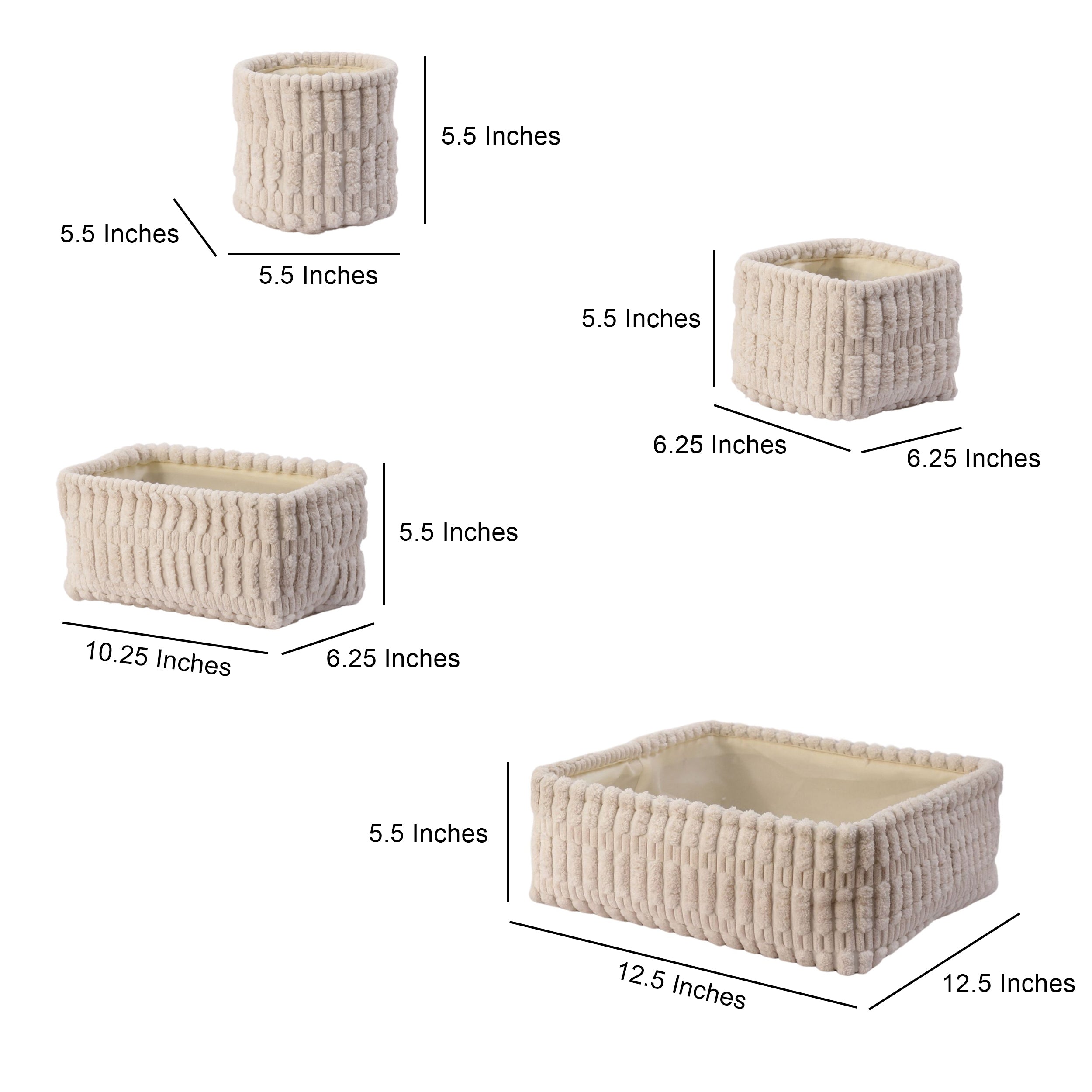 HushNest Quartet Storage Bins - White (Set of 4)