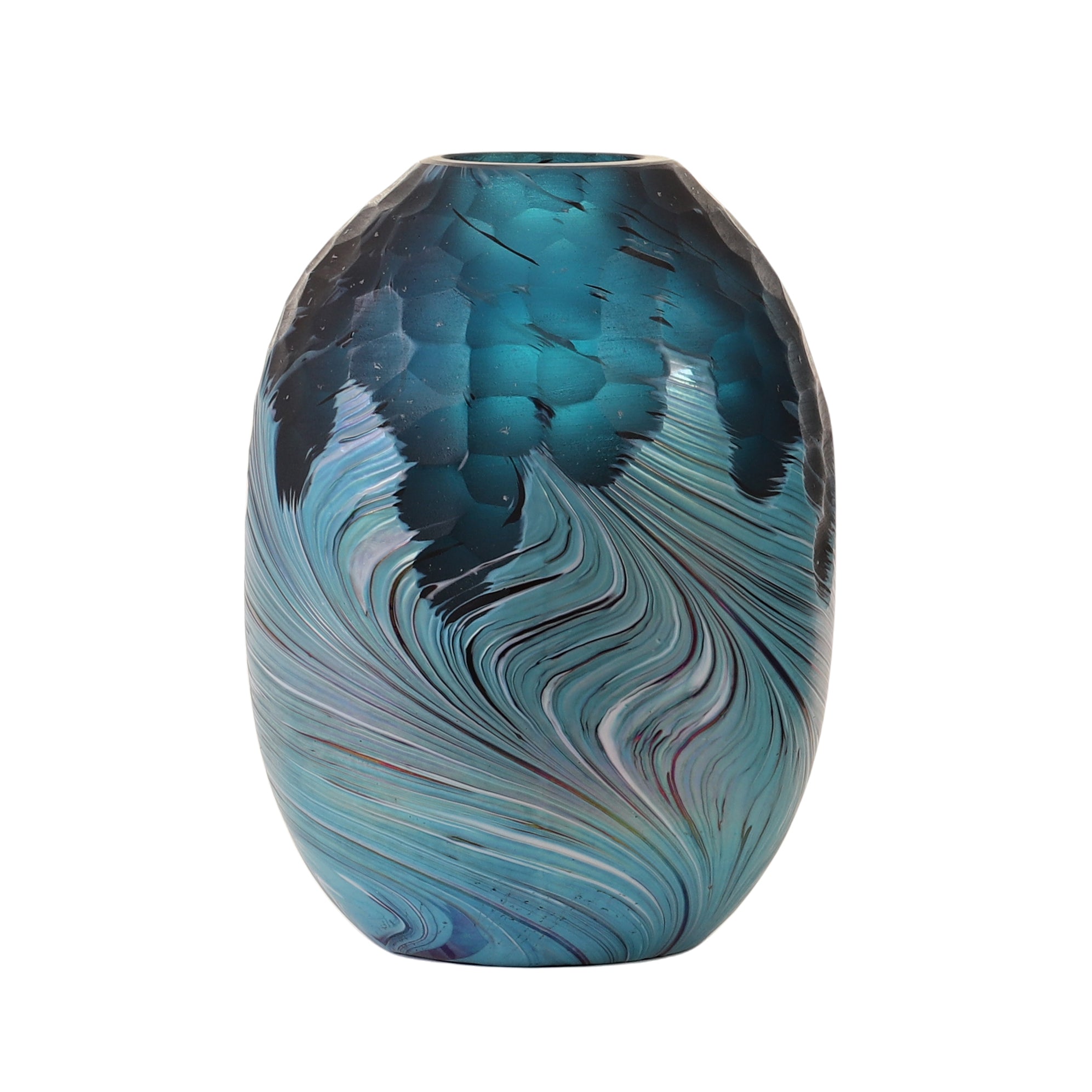 Swirl Ombre Teal Glass Vase (Single)