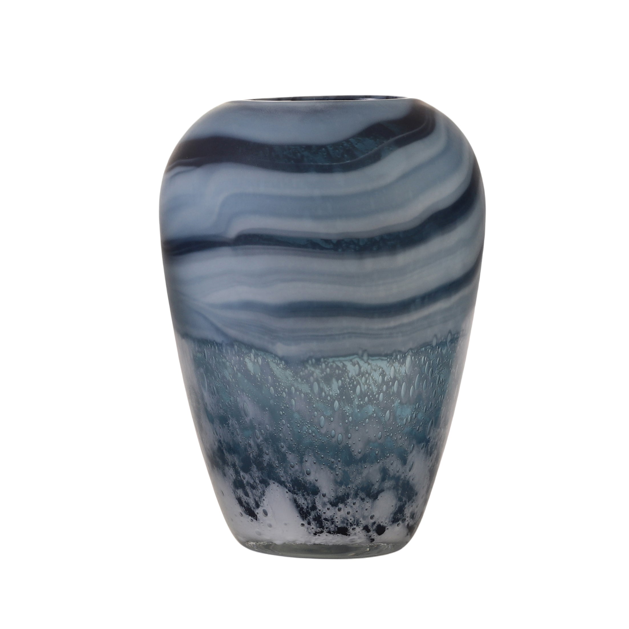 Swirl Marble Blue Ombre Glass Vase (Single)