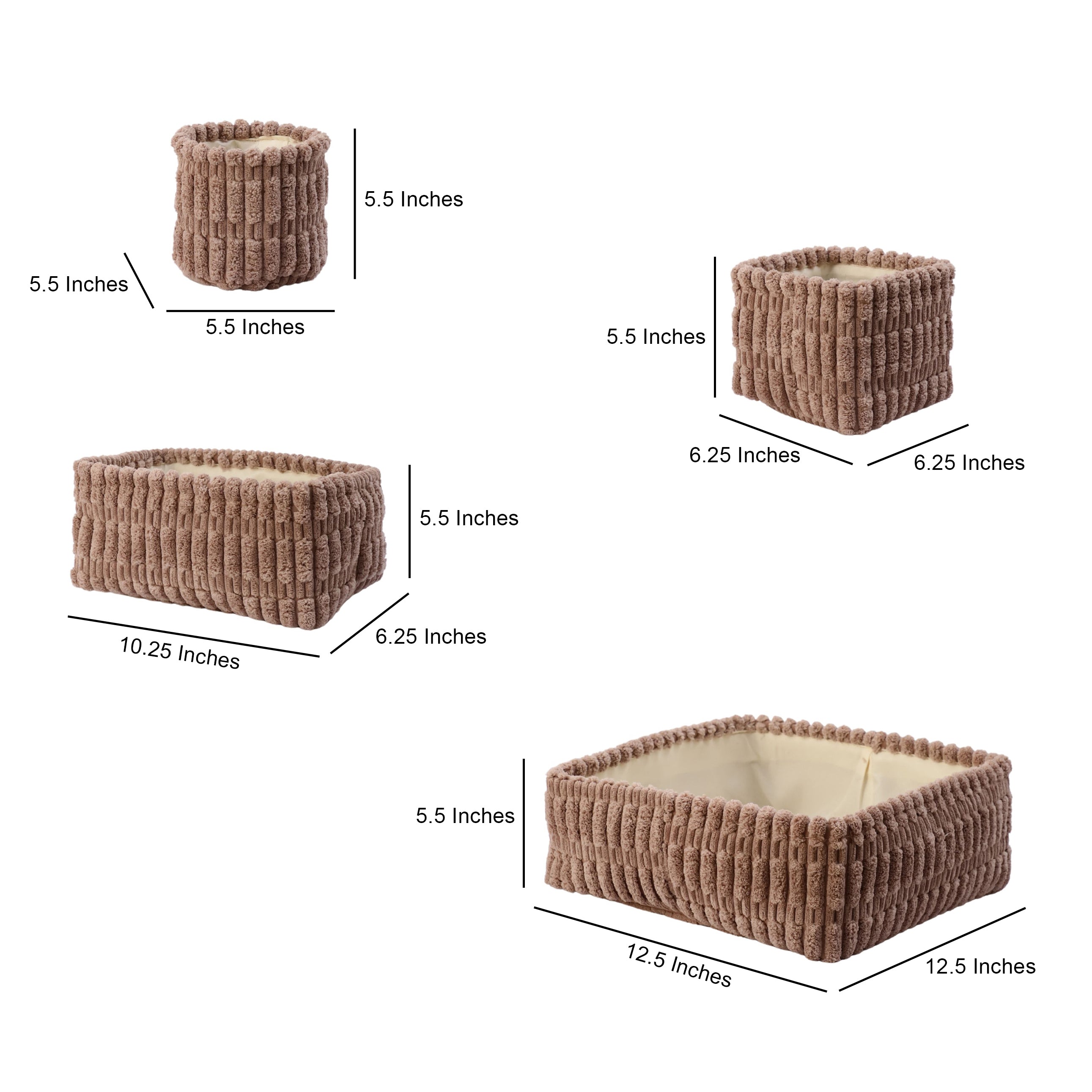 HushNest Quartet Storage Bins - Brown (Set of 4)