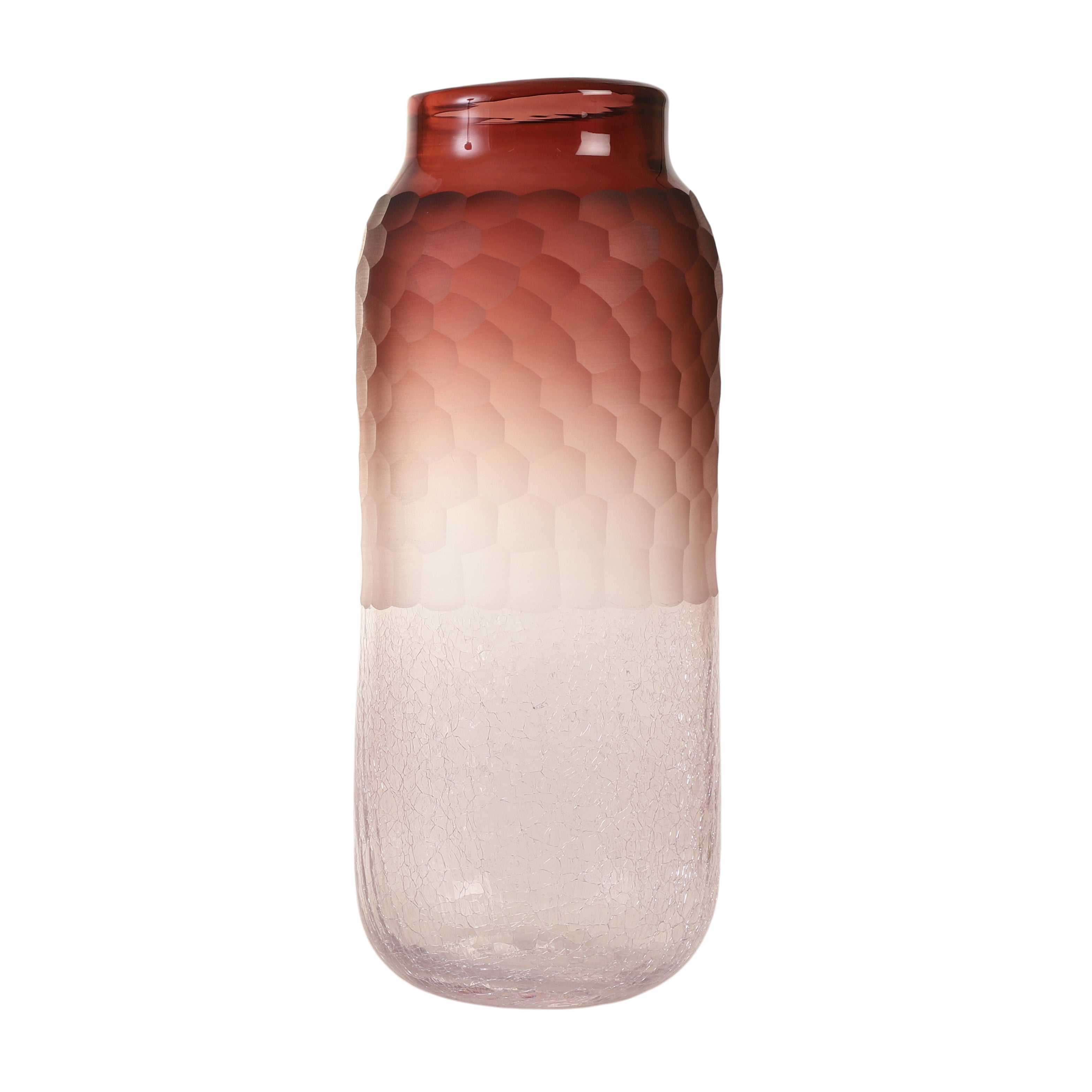 Wine Ombre Textured Glass Vase (Single)
