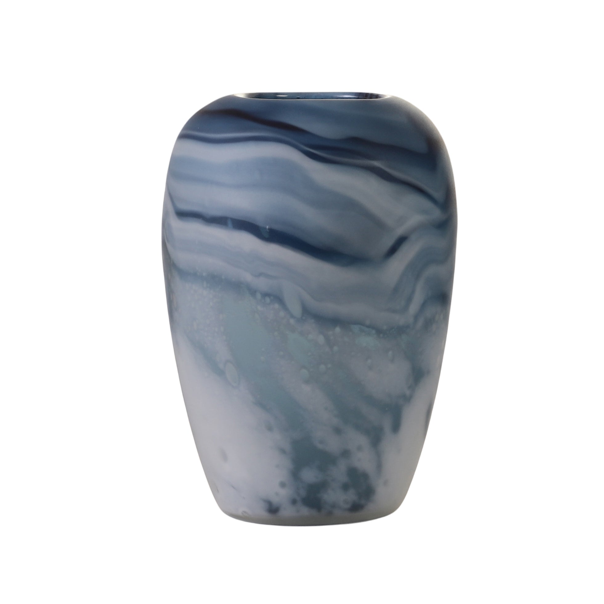 Swirl Marble Blue Ombre Glass Vase (Single)