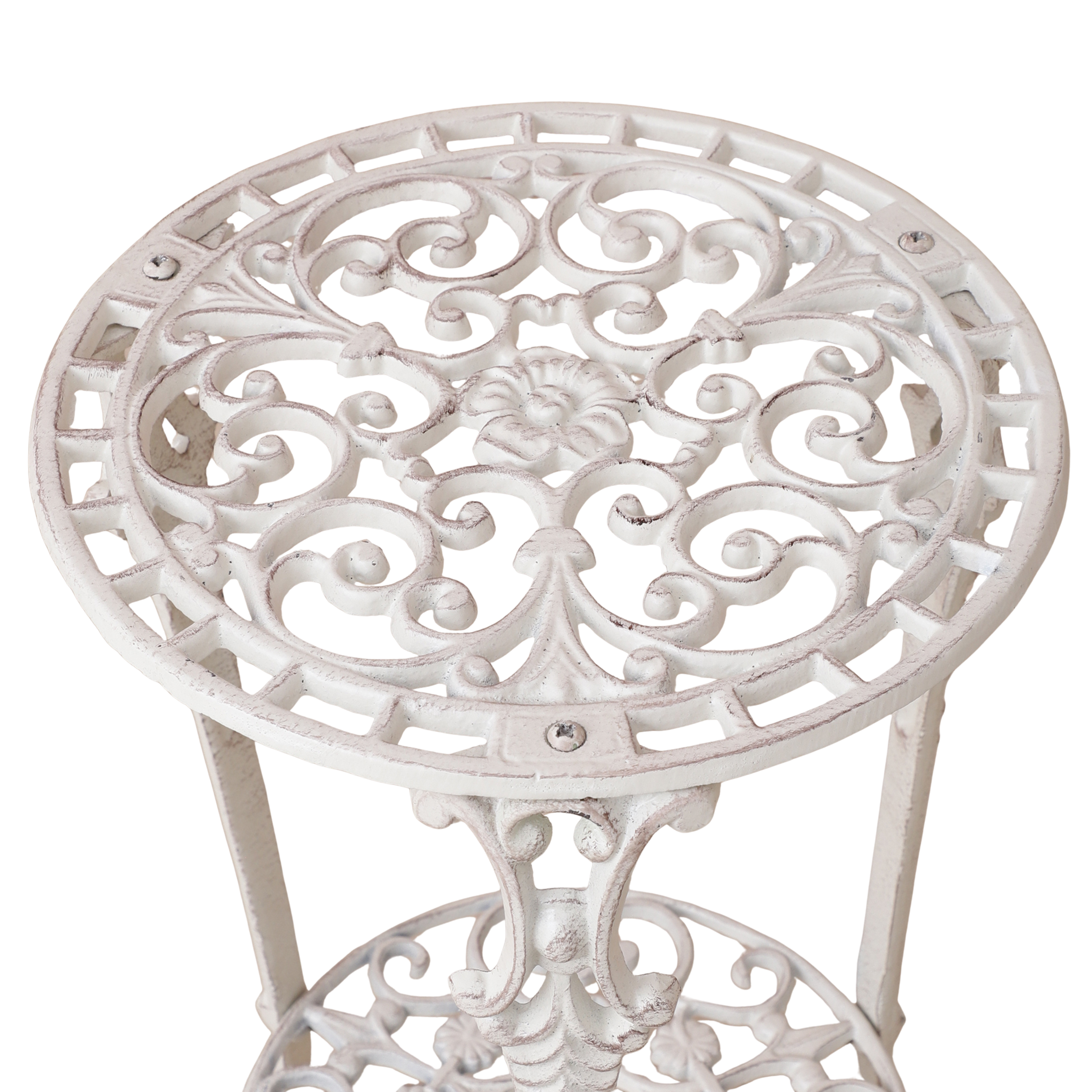 Meshed Floral Pattern Table (White)
