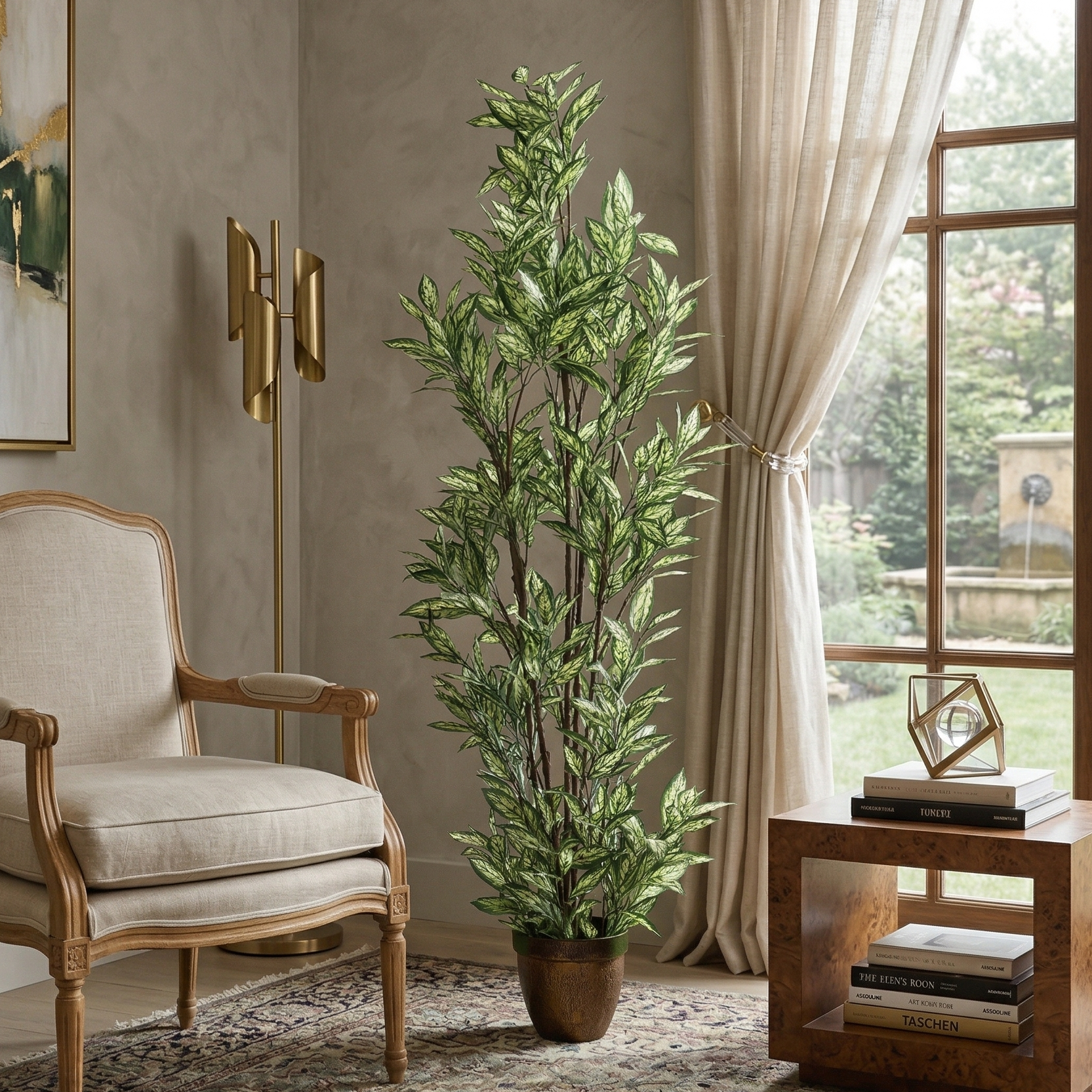 Dieffenbachia Faux Plant with Pot