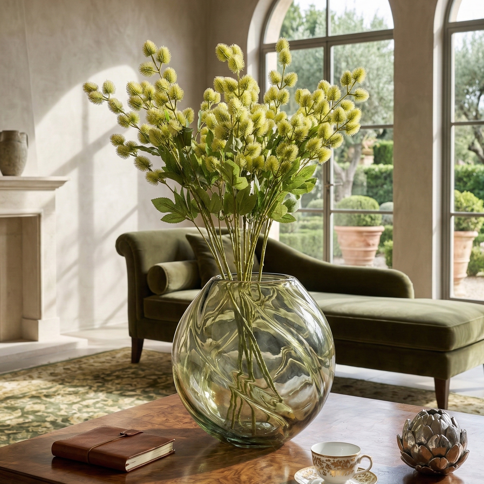 Faux Pale Green Eucalyptus Stem With Buds (Single)