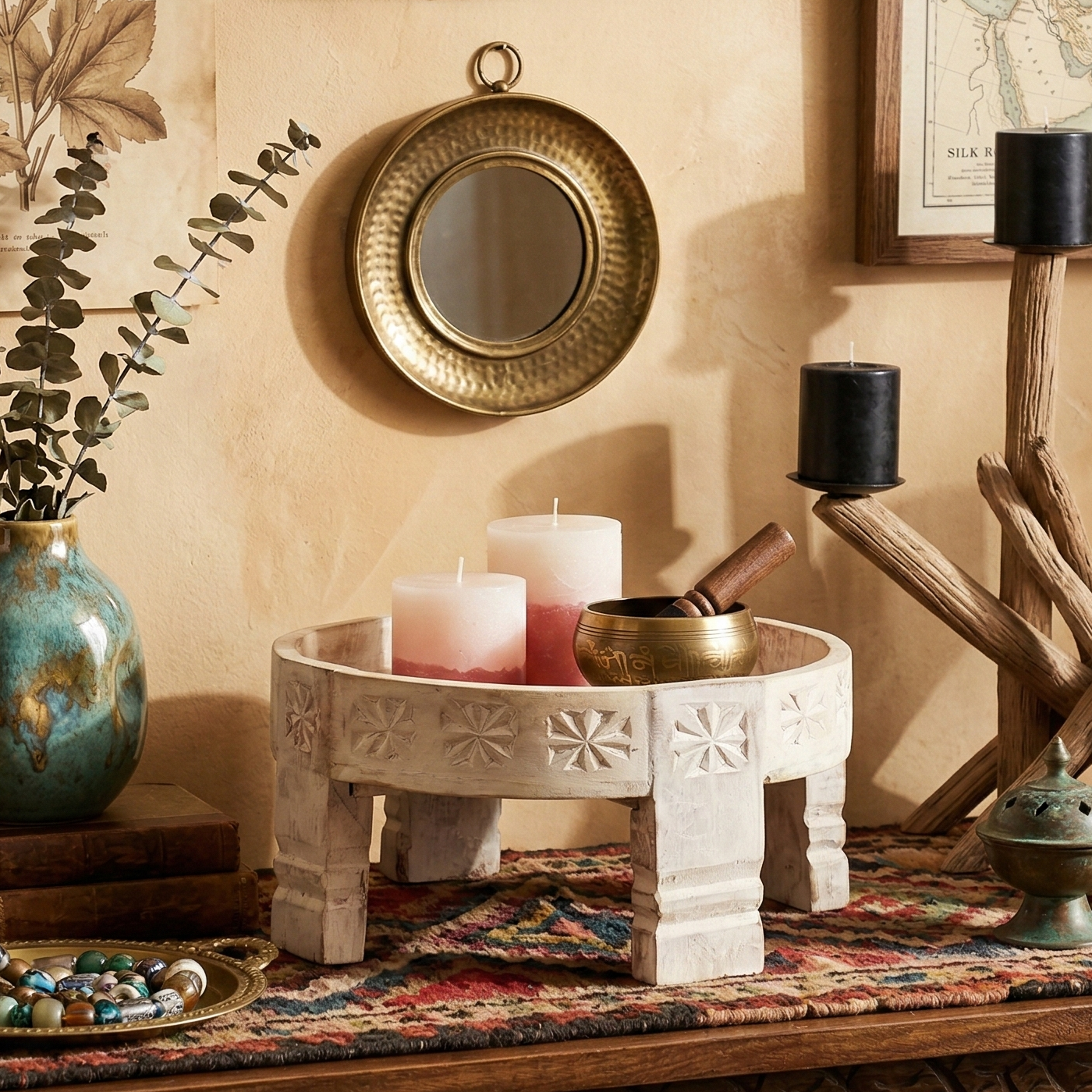 Four Legged Wooden Tray (White)