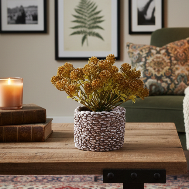 Gold Hue Faux Bush Flower Plant