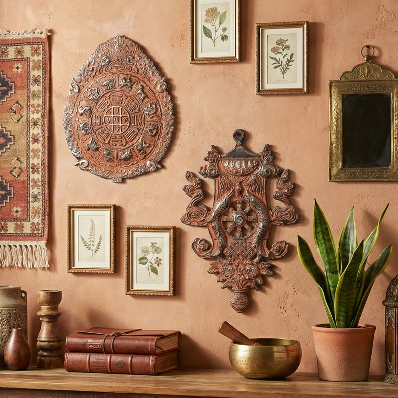 Handcarved Metal Wall Art (set of 2)