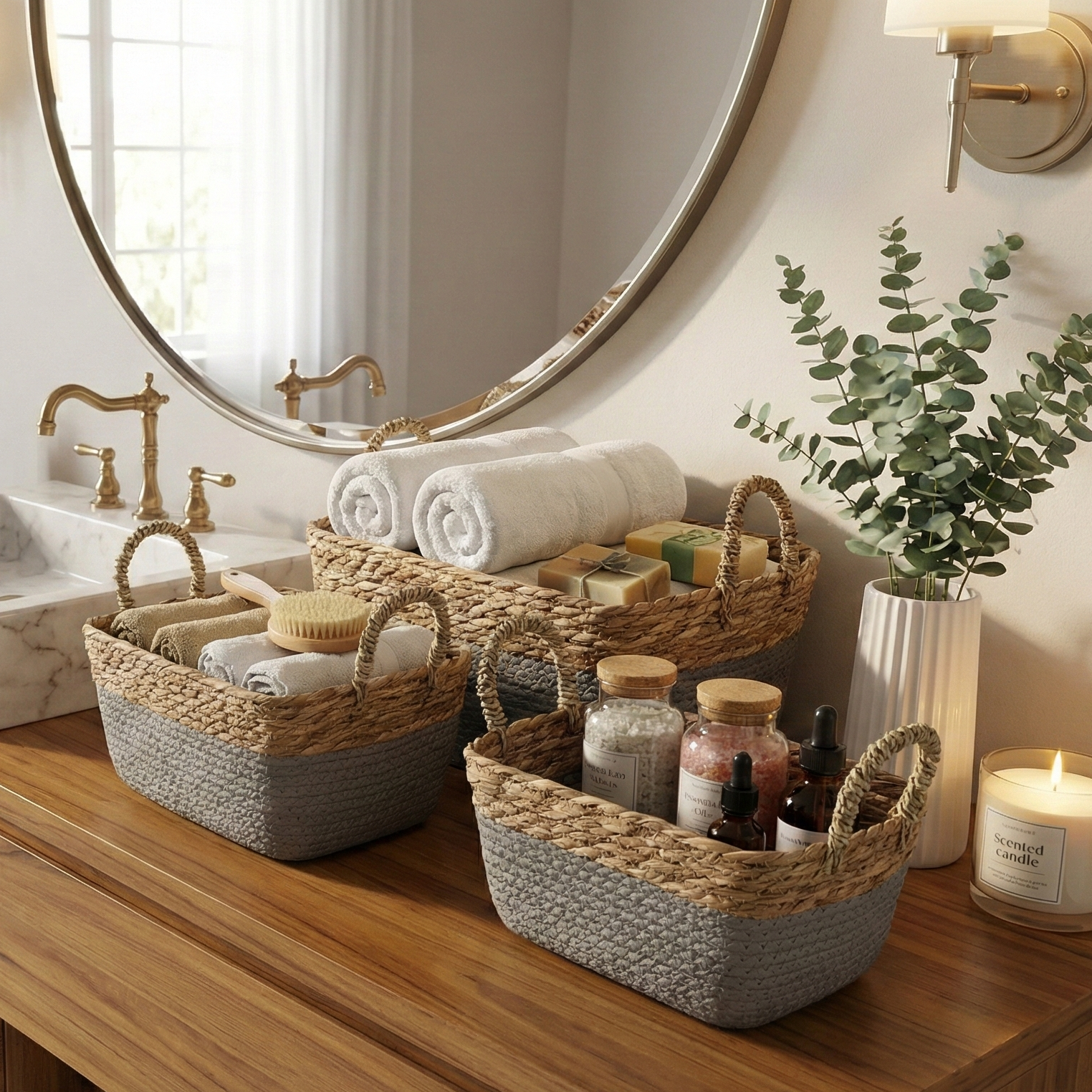 Coastal Braids Storage Bins - Grey (Set of 3)