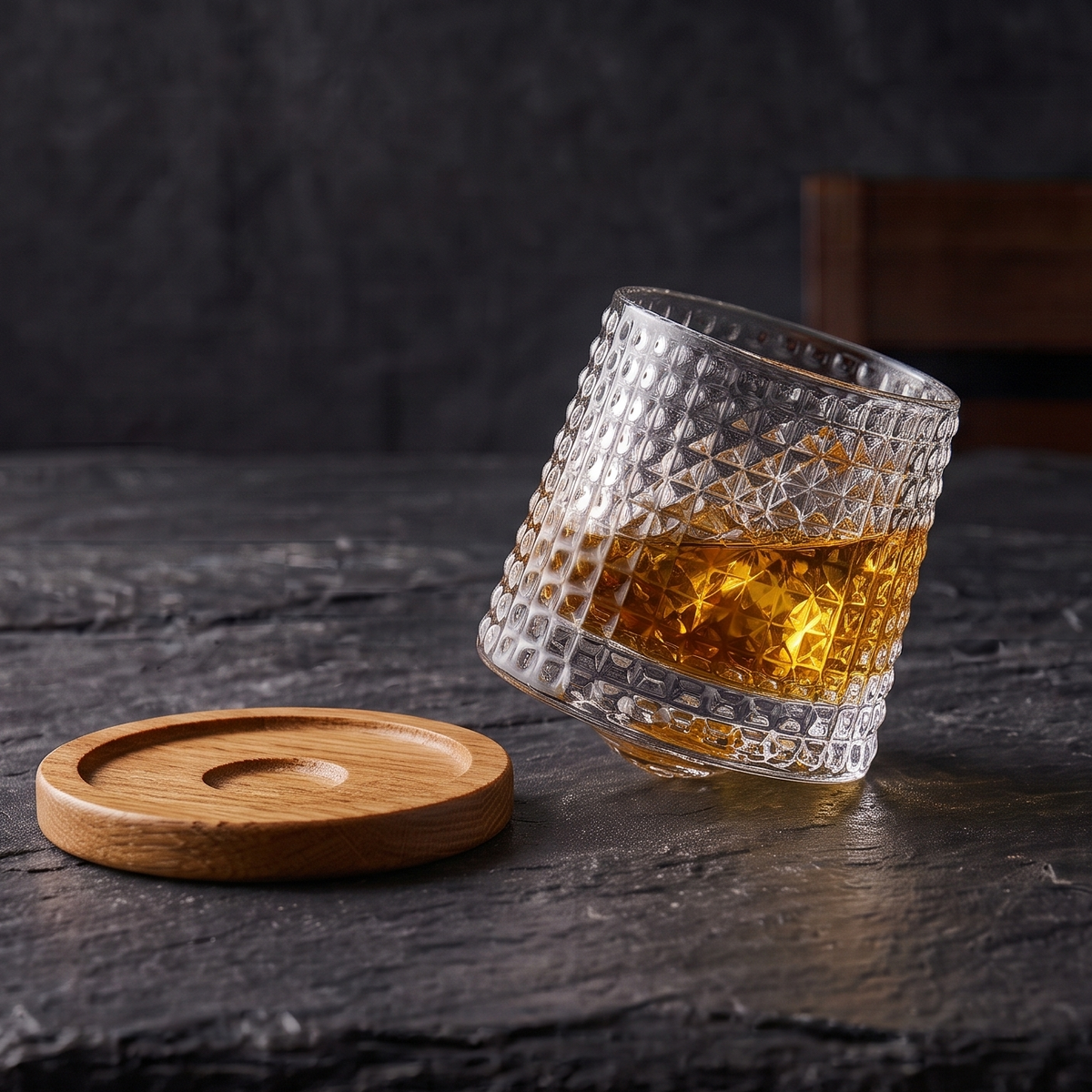 The Mosaic Spinning Whiskey Glass with Coaster (Set of 4)