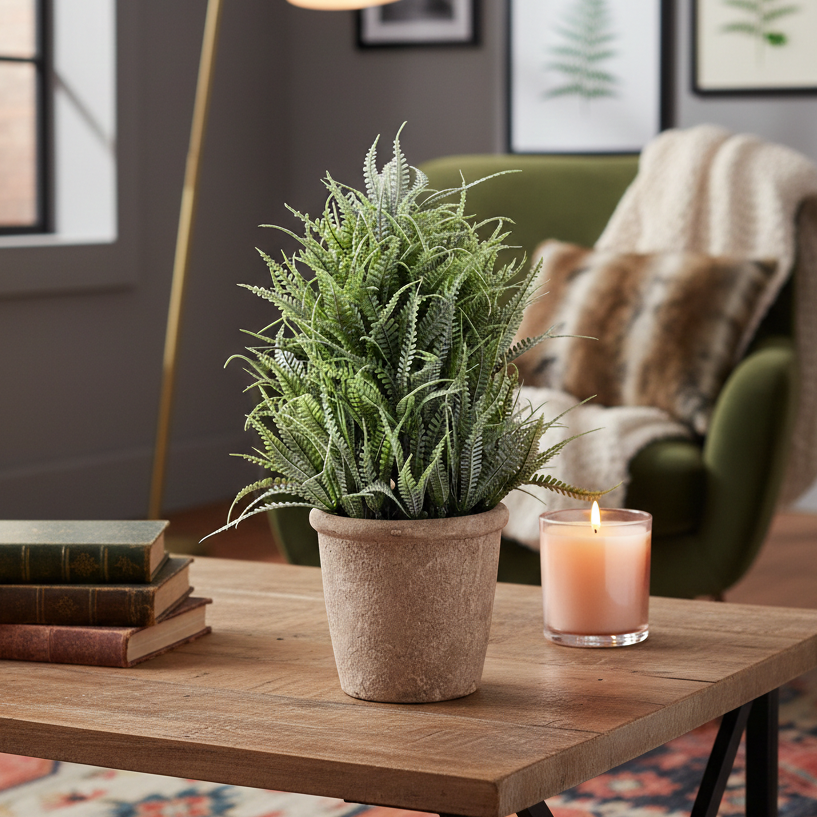 Faux Mountain Fern Bonsai Plant