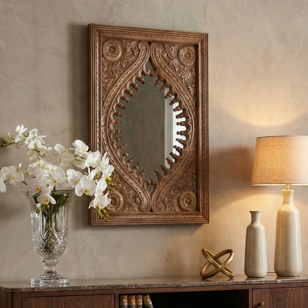 Aafreen Hand Carved Wall Mirror