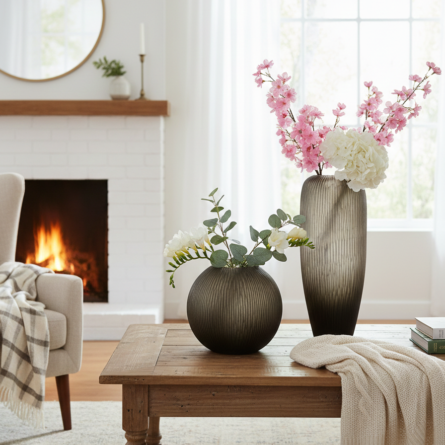 Midnight Black Textured Glass Vase (Single)