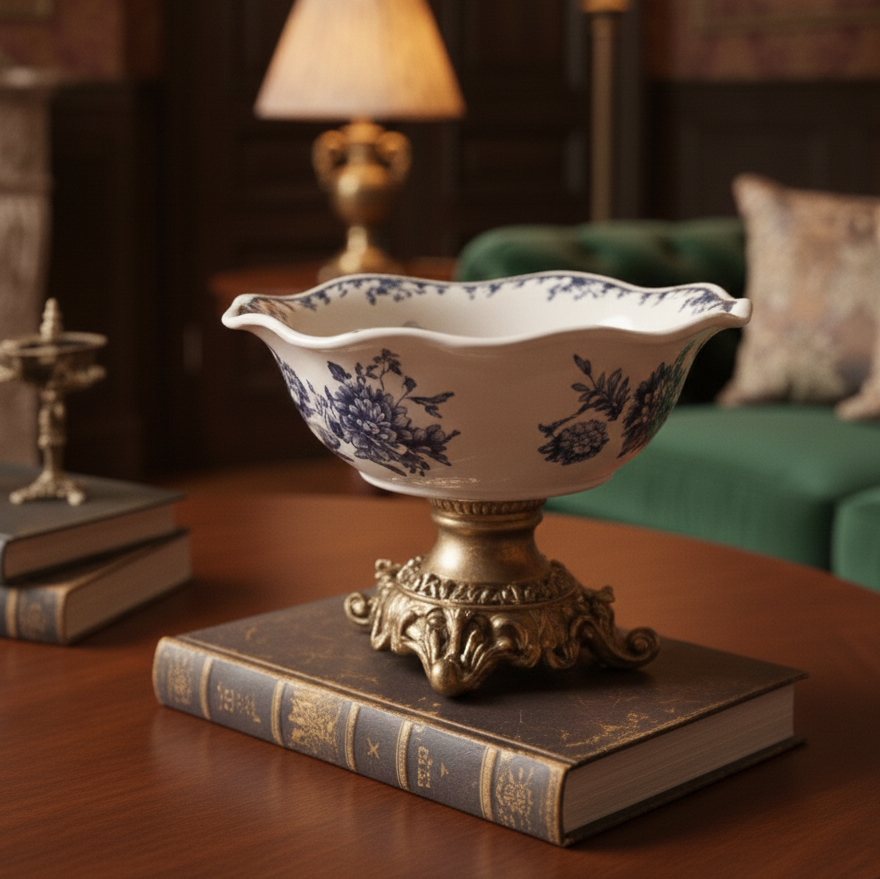 Blue Ceramic Bowl with Base