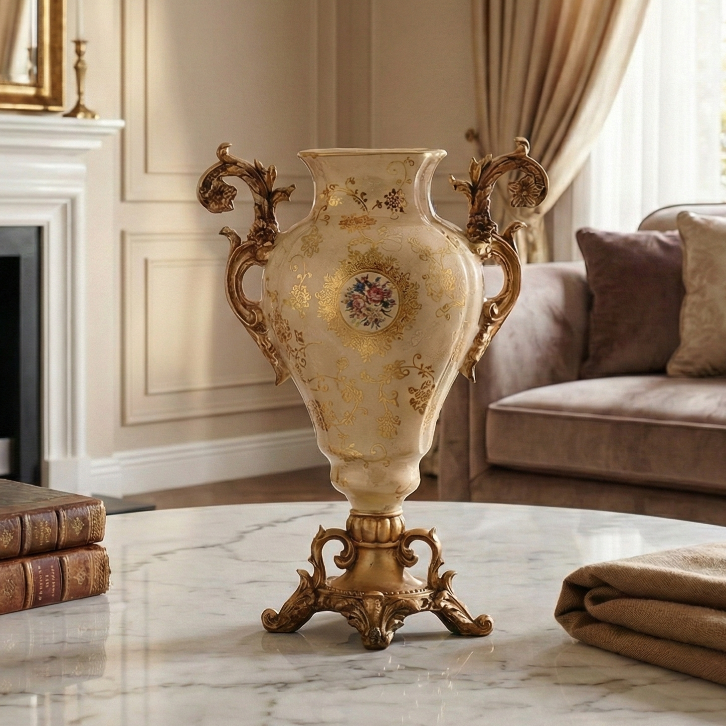 Regalia Gold and Cream Vase (Large)