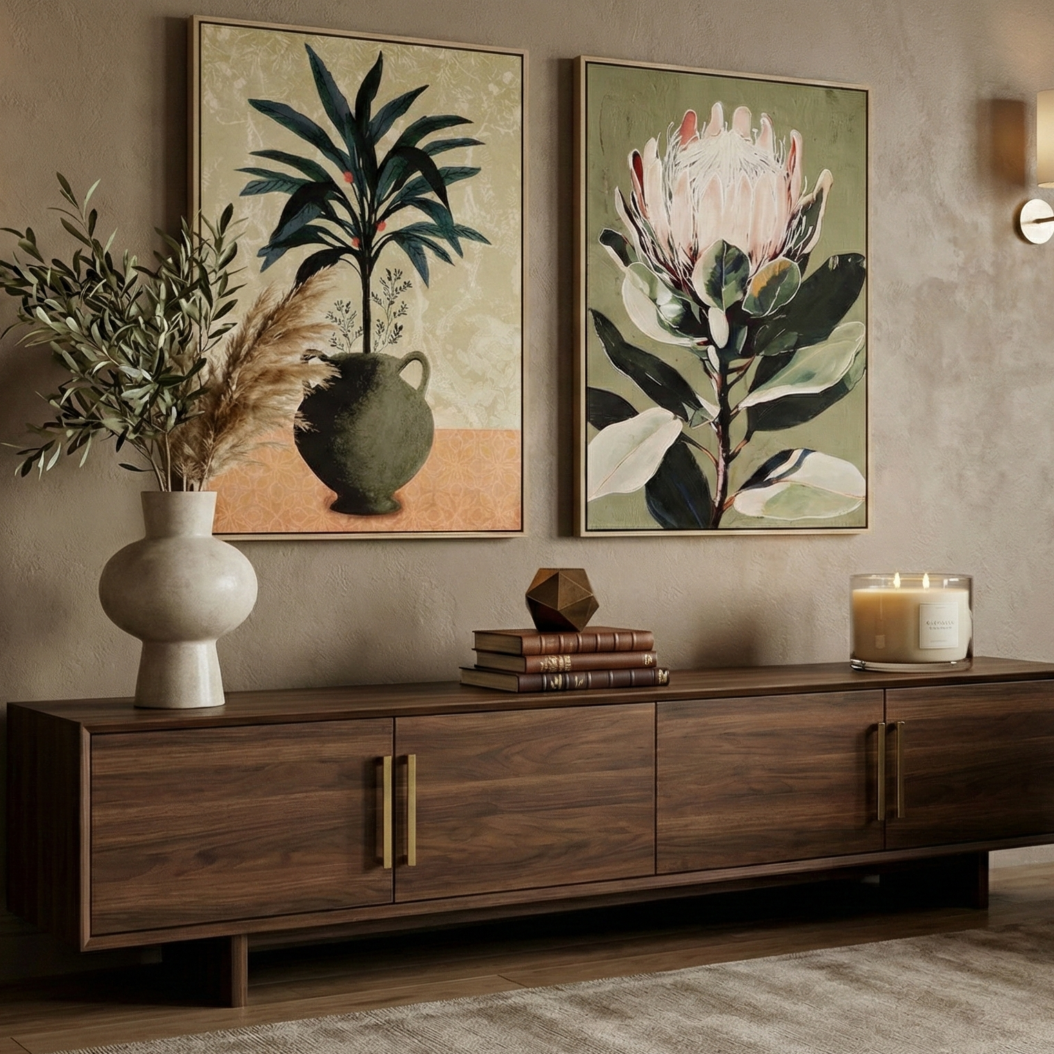 Botanical Harmony Framed Canvas Art (Set of 2)