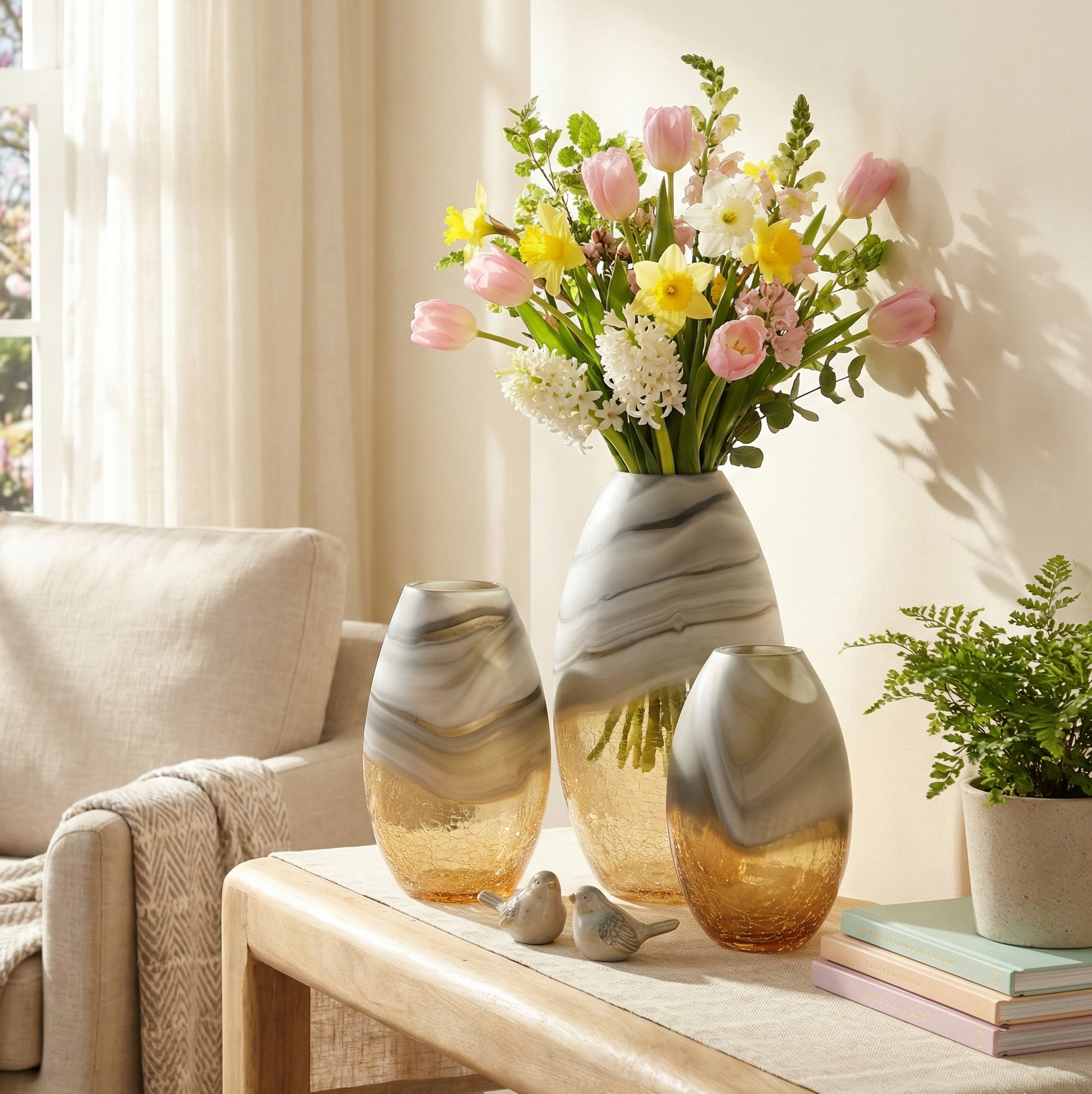 Swirl Marble Ombre Glass Vase (Single)