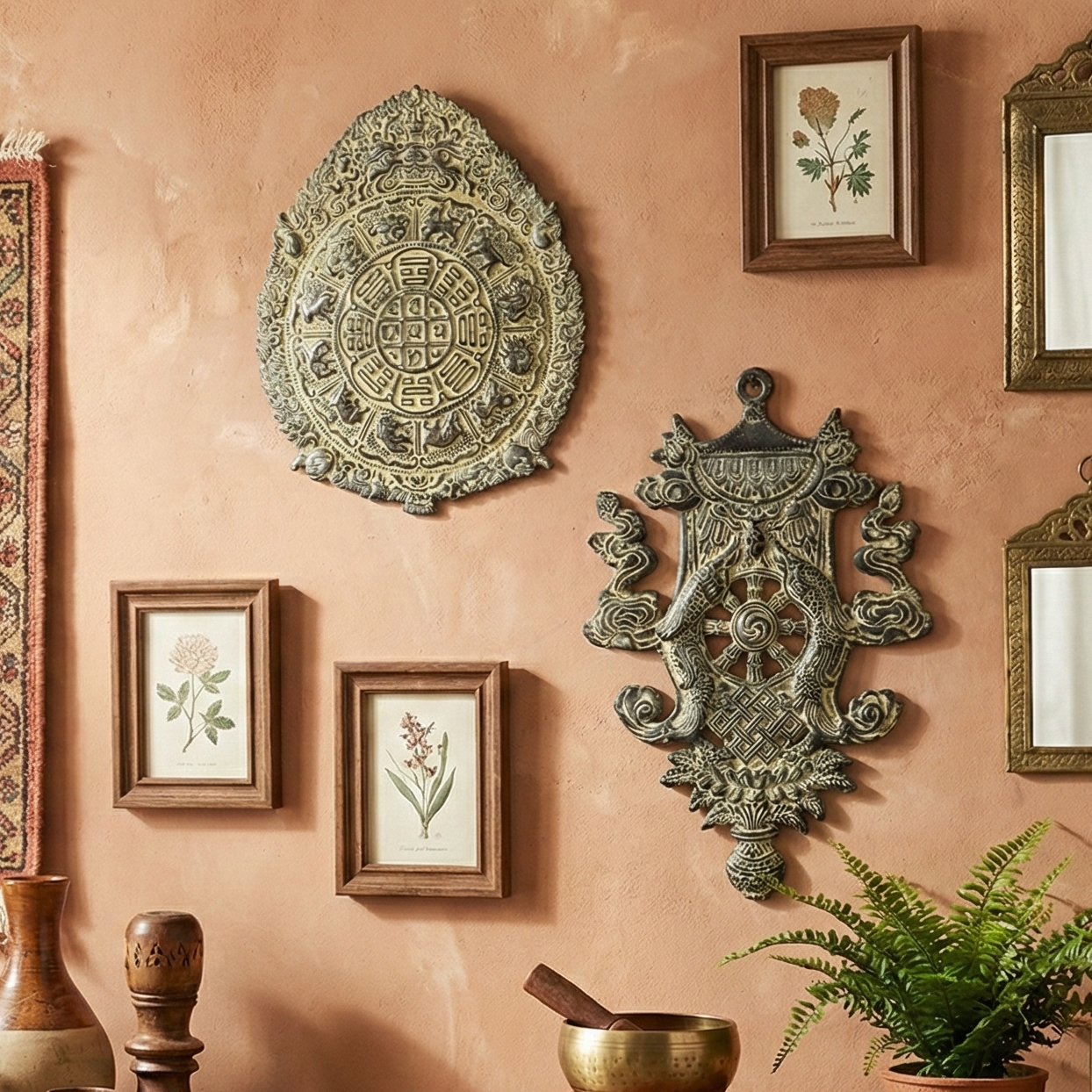 Handcarved Metal Wall Art (set of 2)