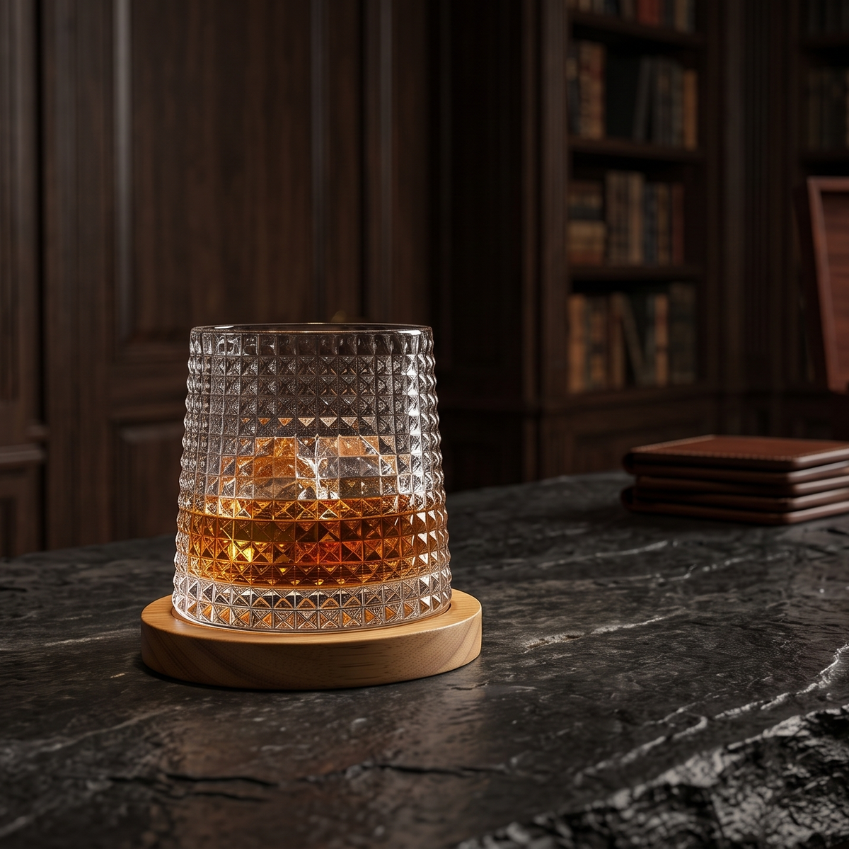 The Mosaic Spinning Whiskey Glass with Coaster (Set of 4)