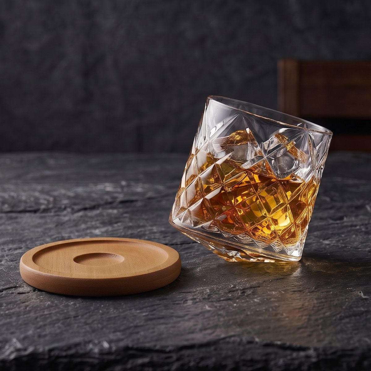 The Orbit Spinning Whiskey Glass with Coaster (Set of 4)