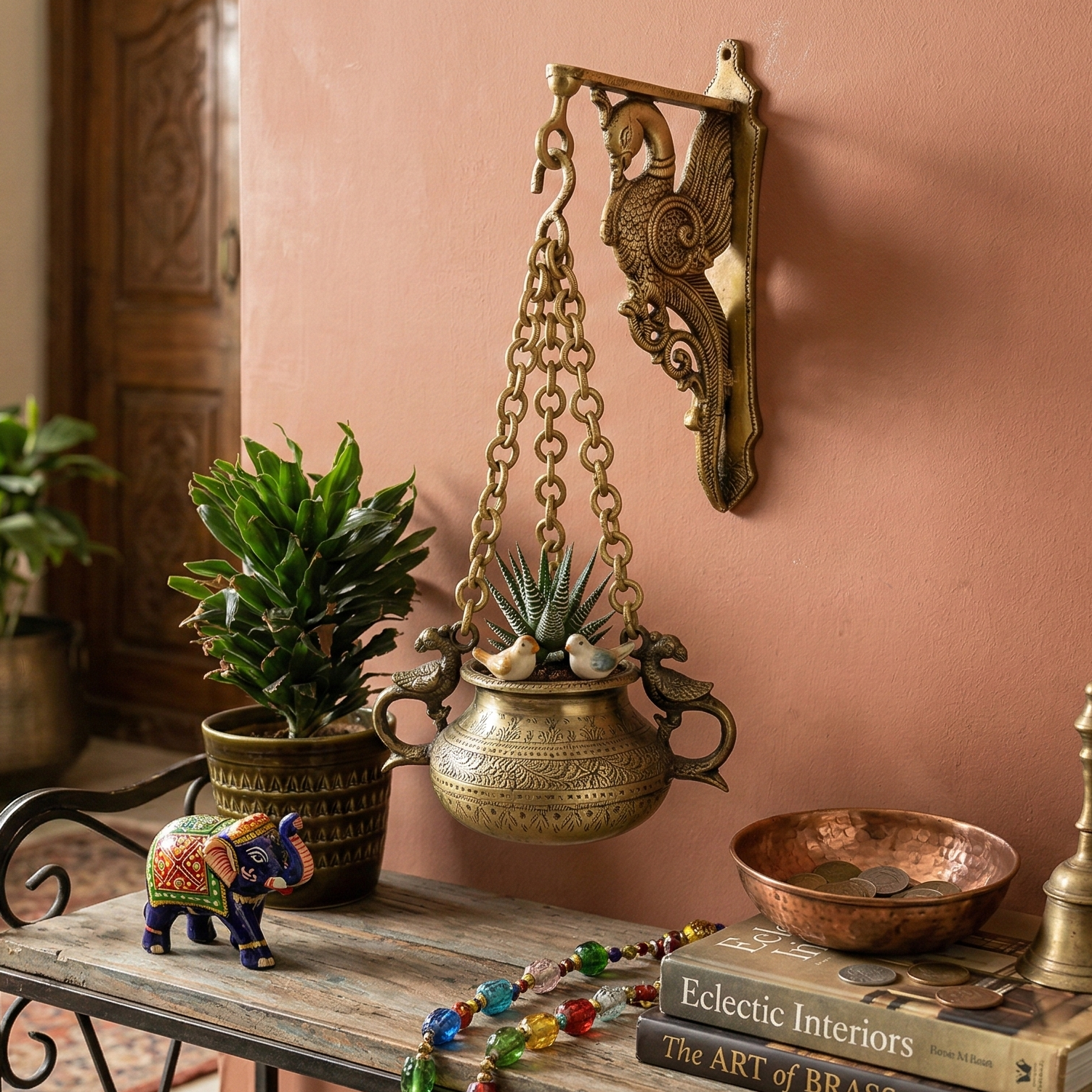 Hanging Antique Brass Pot - Matka