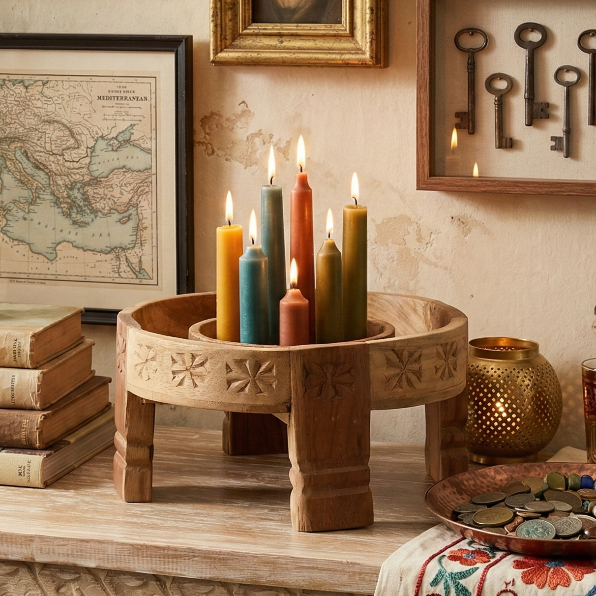 Four Legged Wooden Tray (Brown)