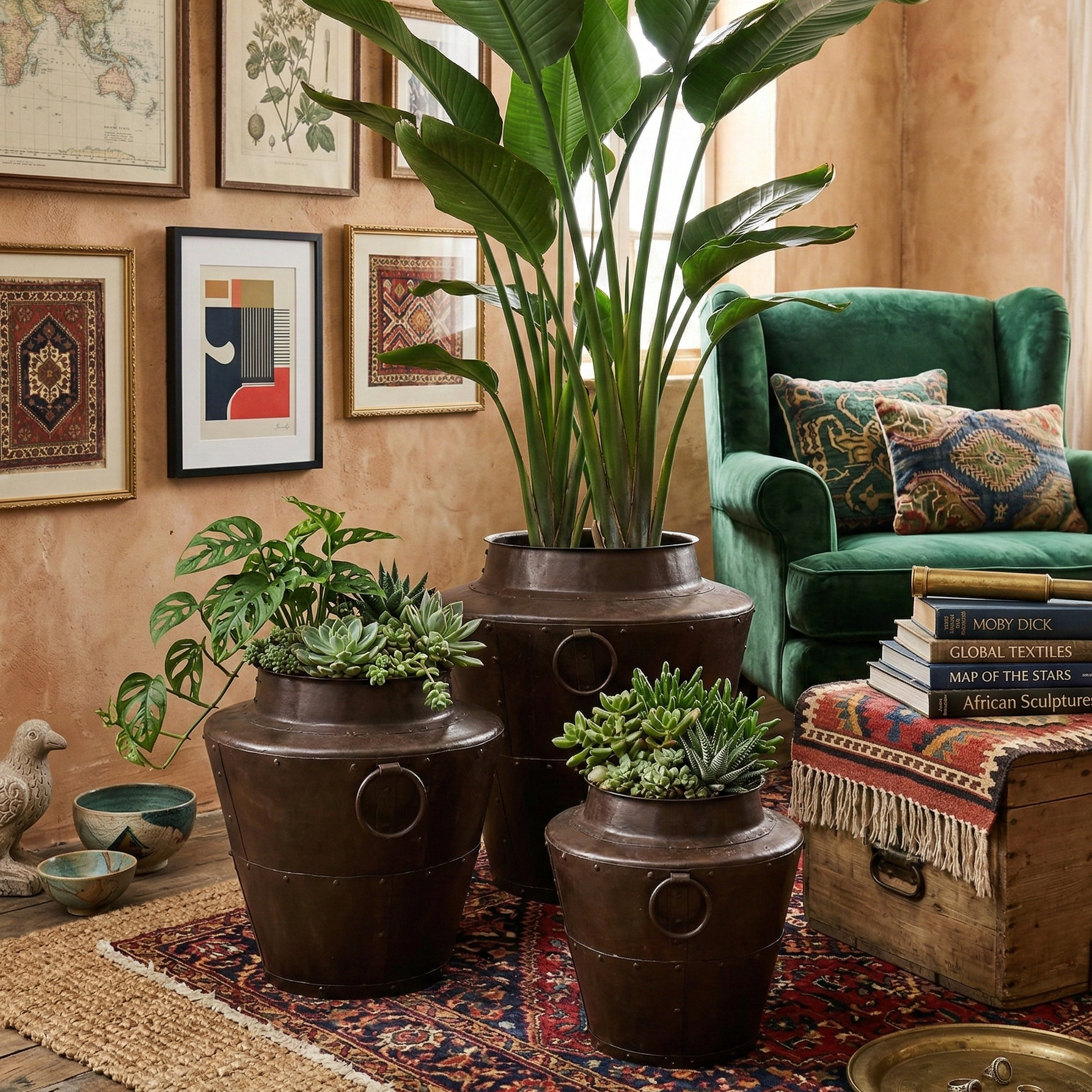large brown plant pots Brown Long Metal Pot (Single)