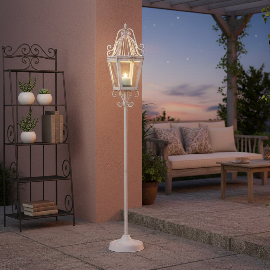 Victorian White Lamp Post