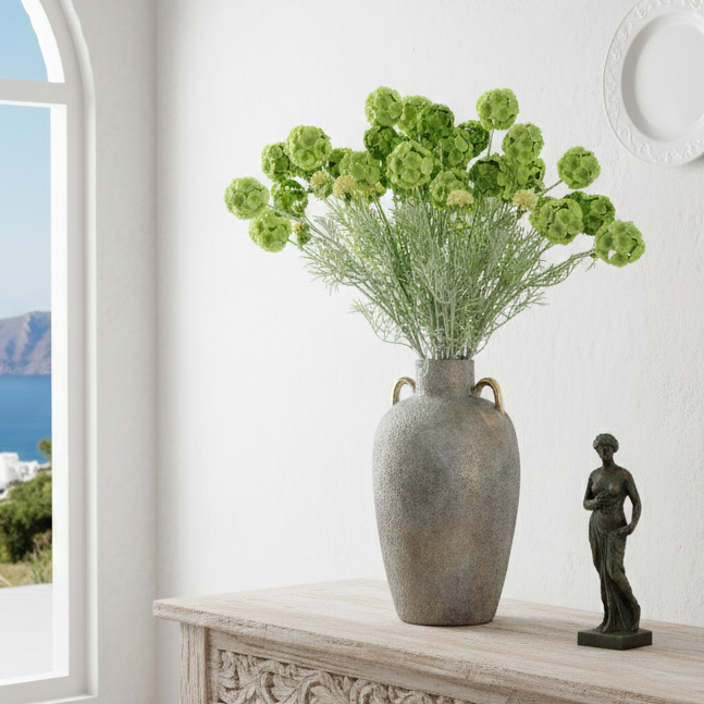 Faux Green Scabiosa Stellata Stem (Single)