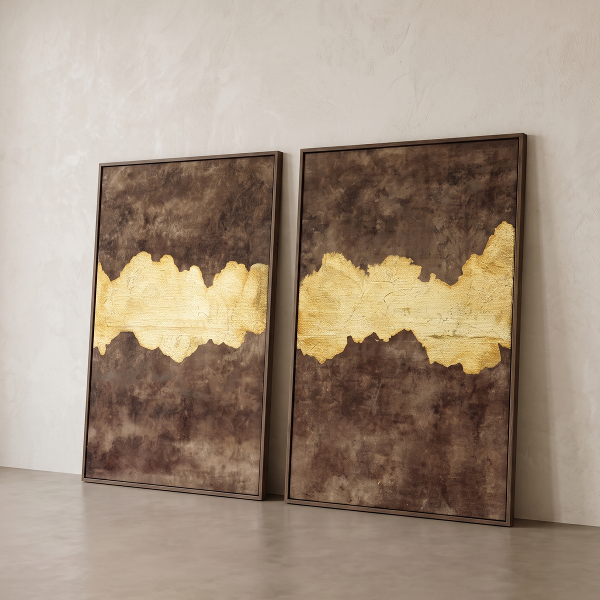 Gilded Horizon Impression Textured Art on Linen (Set of 2)