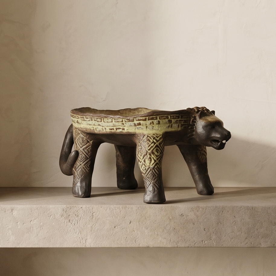 Jaguar Offering Tray Figurine