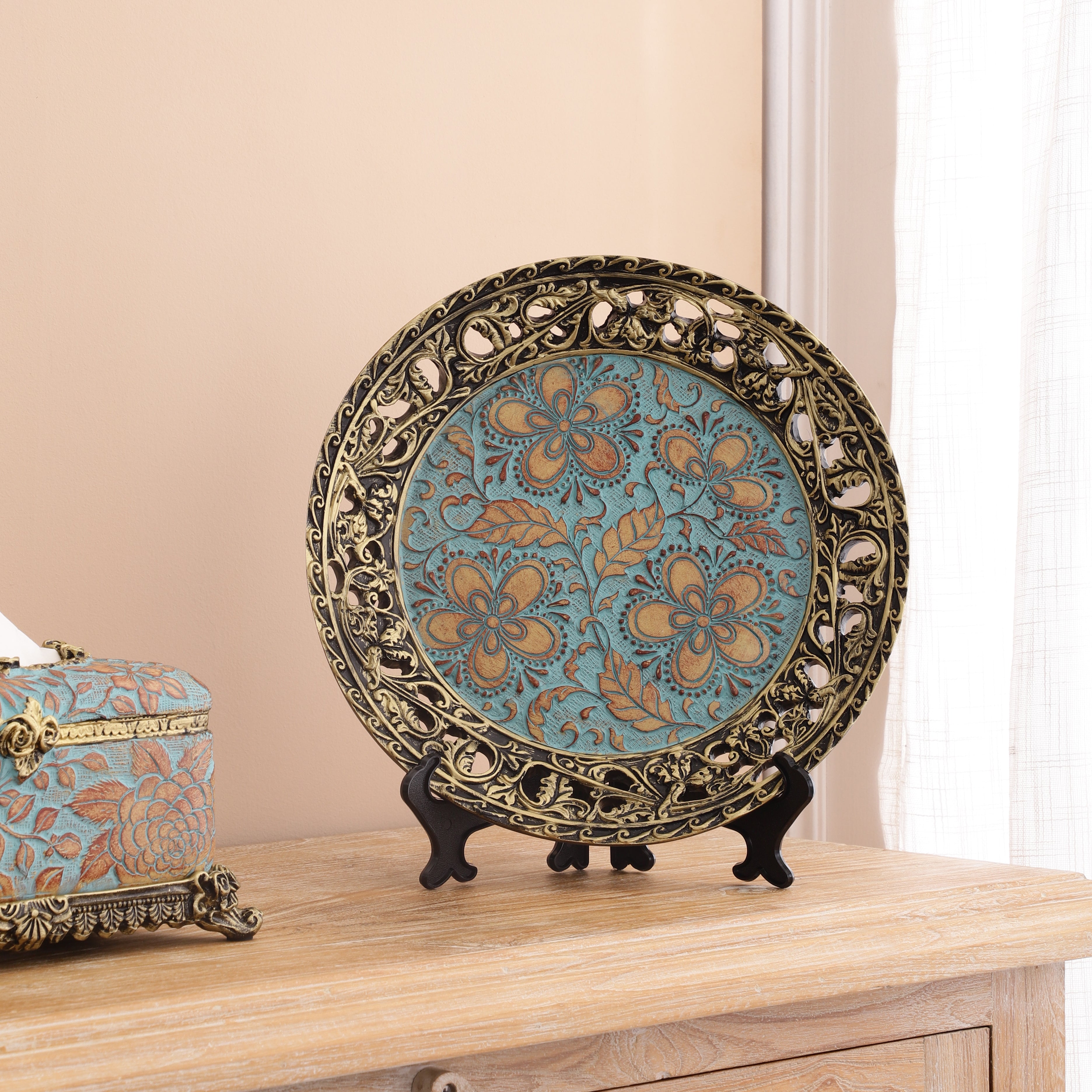 Tuscan Blue Plate With Stand