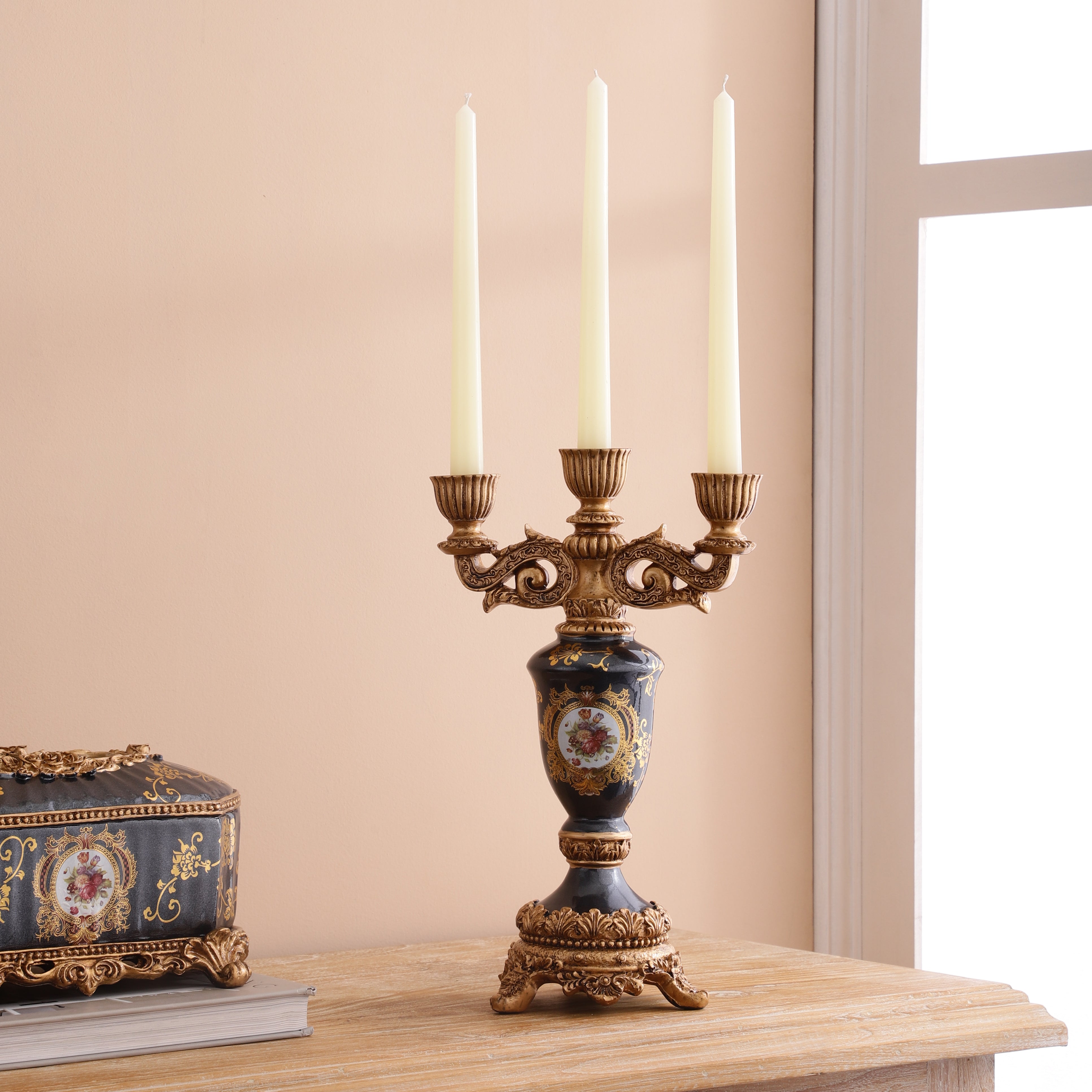 Regalia Gold and Navy Candle Stand