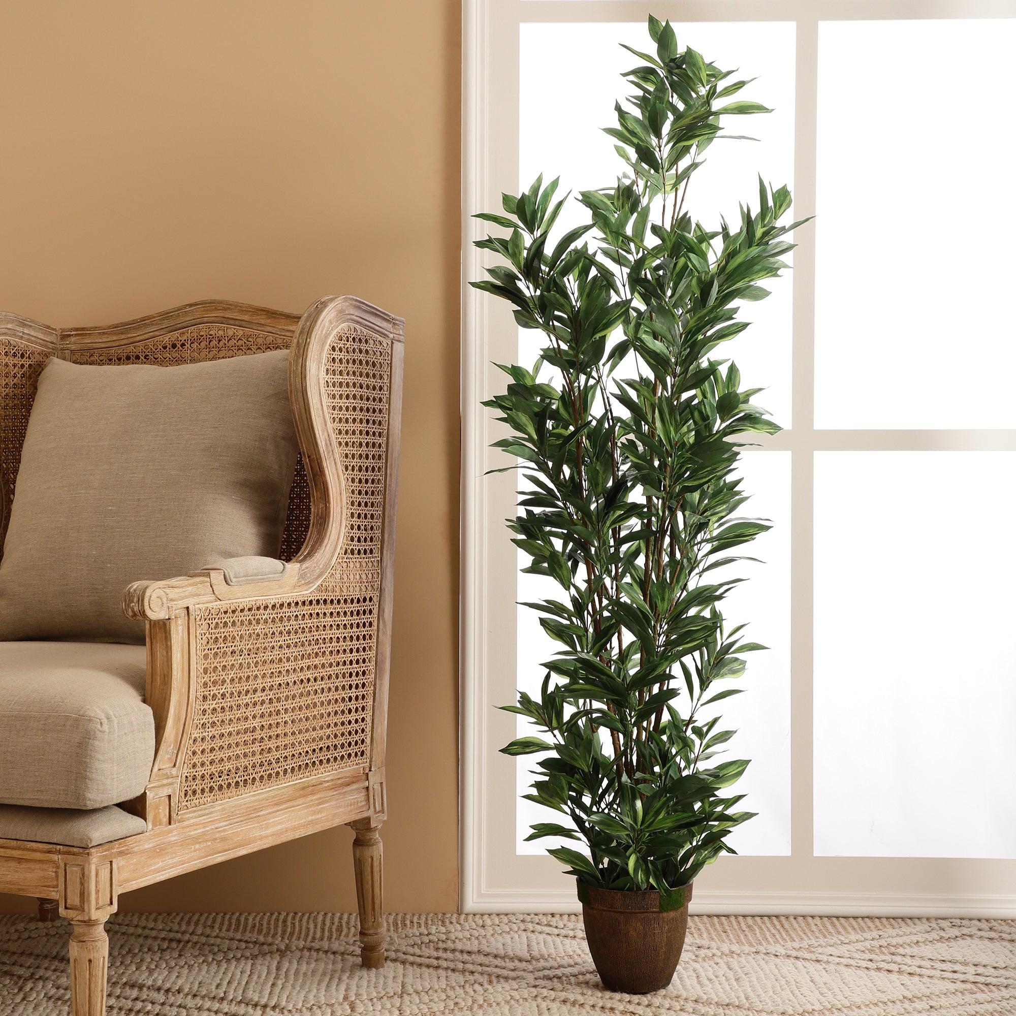 Green Dracaena Faux Plant with Pot (Tall)