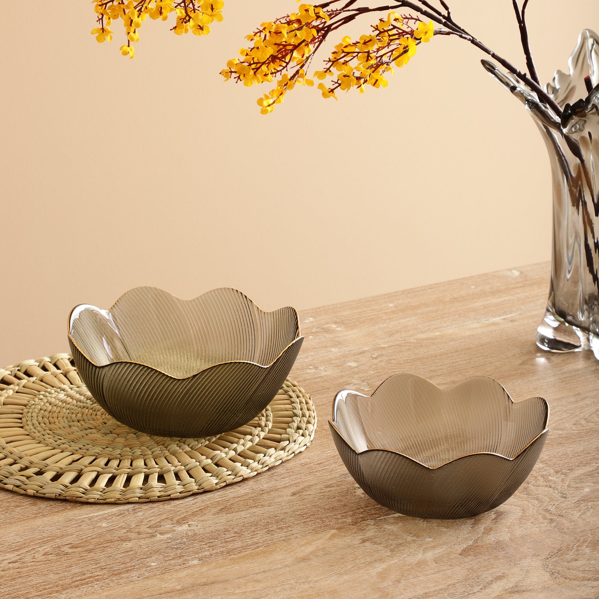 Midnight Floral Glass Bowl (Single)