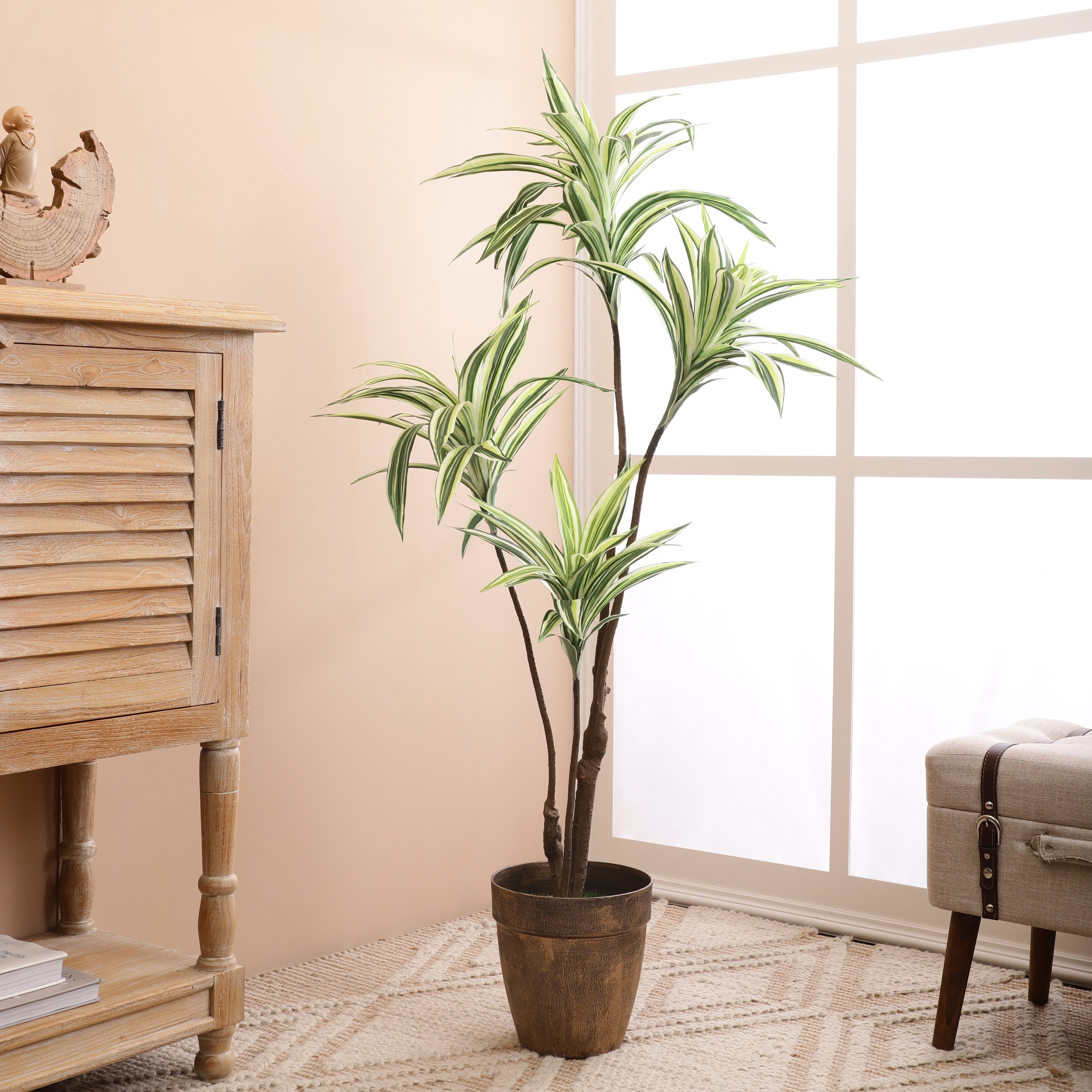 White Striped Dracaena Faux Plant (Tall)