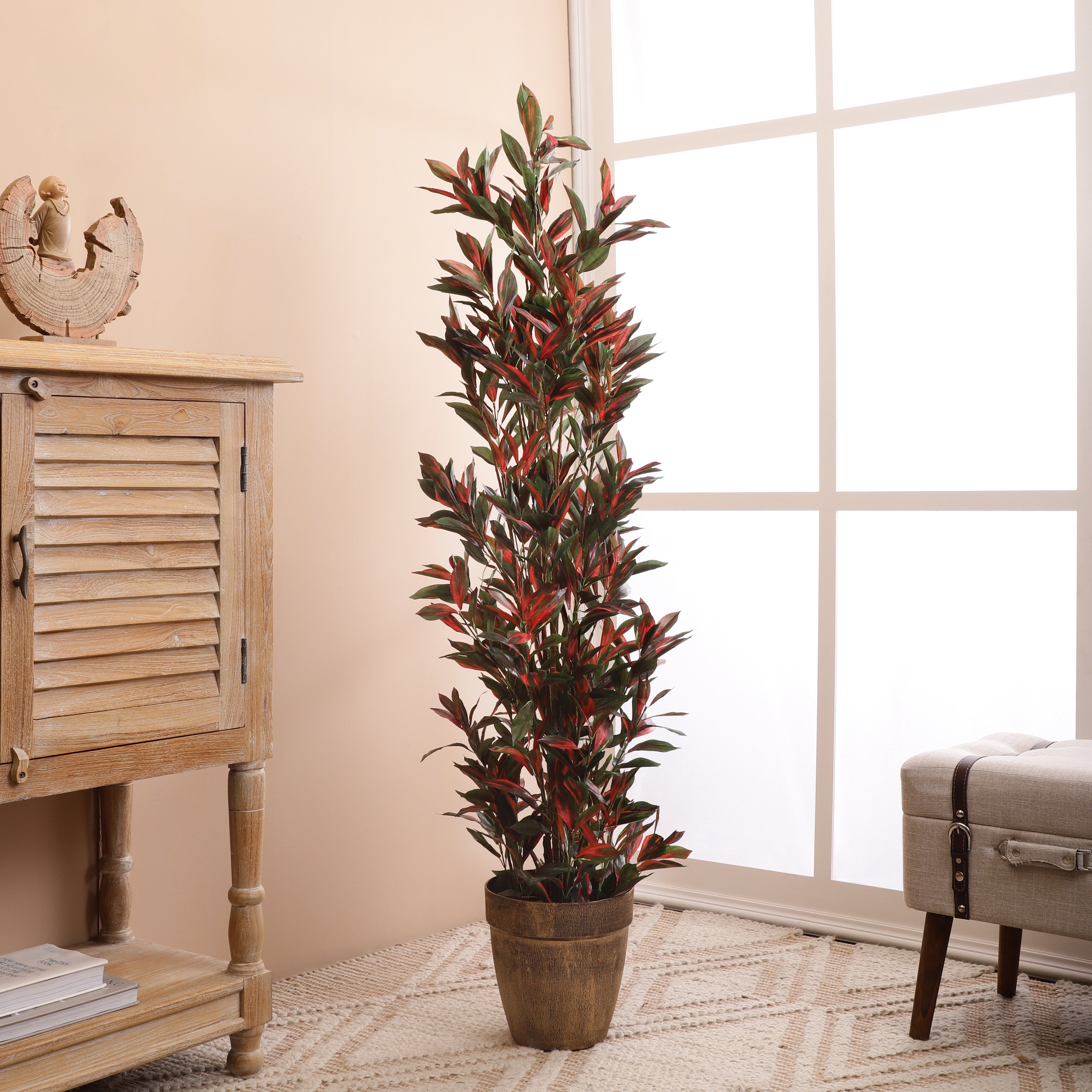 Green/Red Dracaena Faux Plant (Tall)