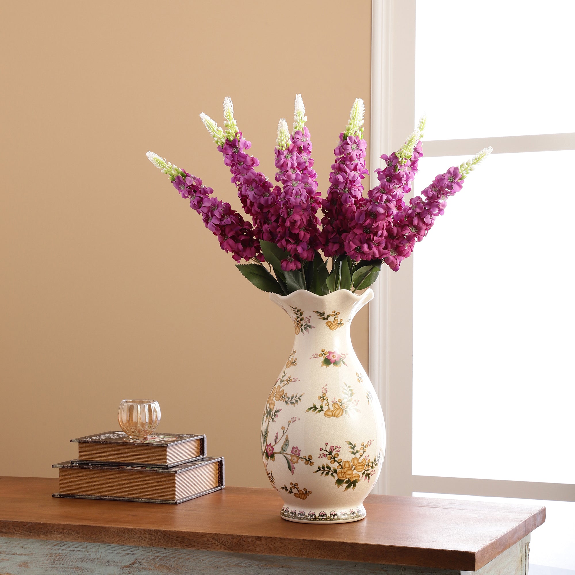 Fuchsia Delphinium Faux Flower Stick (Single)