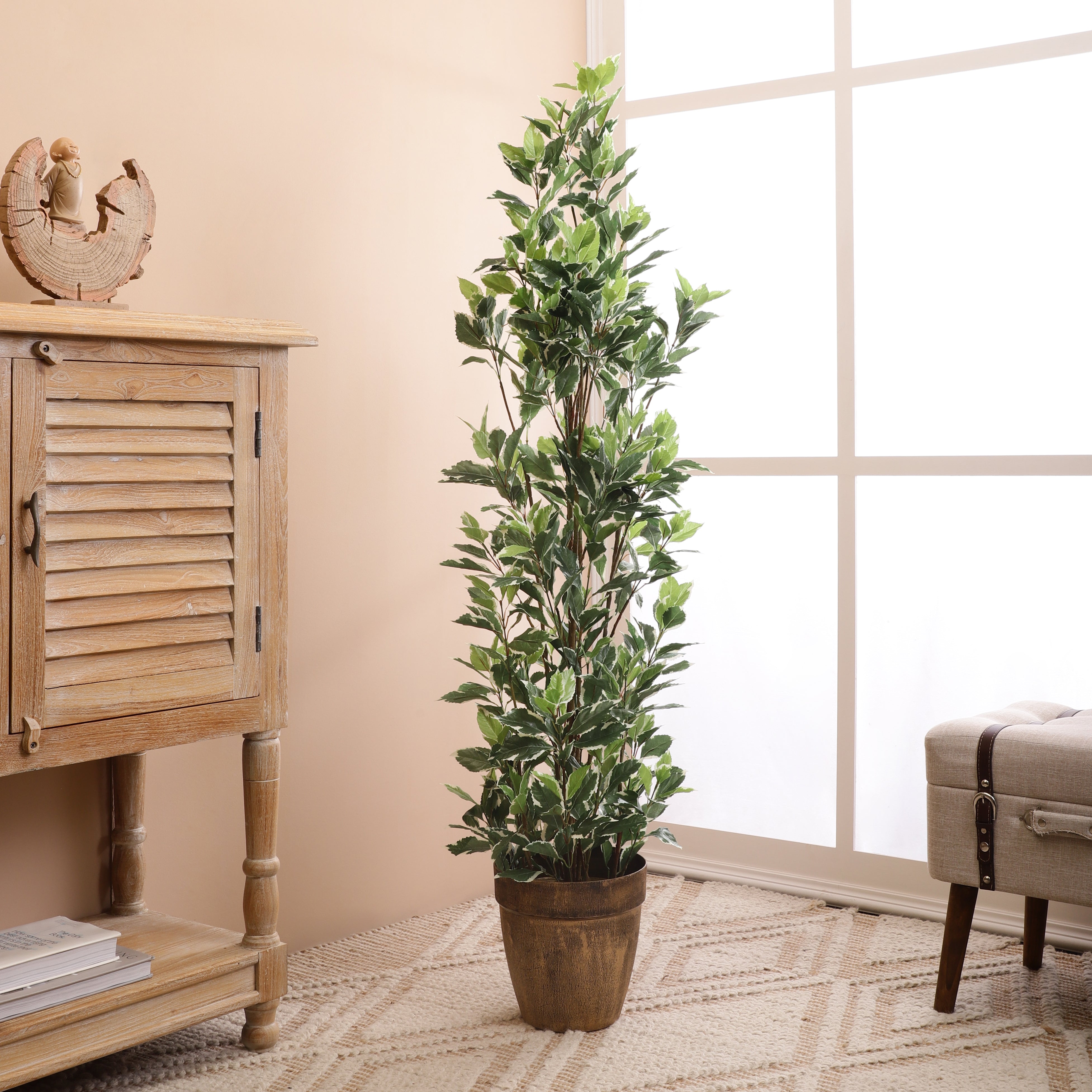 Schefflera Faux Plant (Green/White)