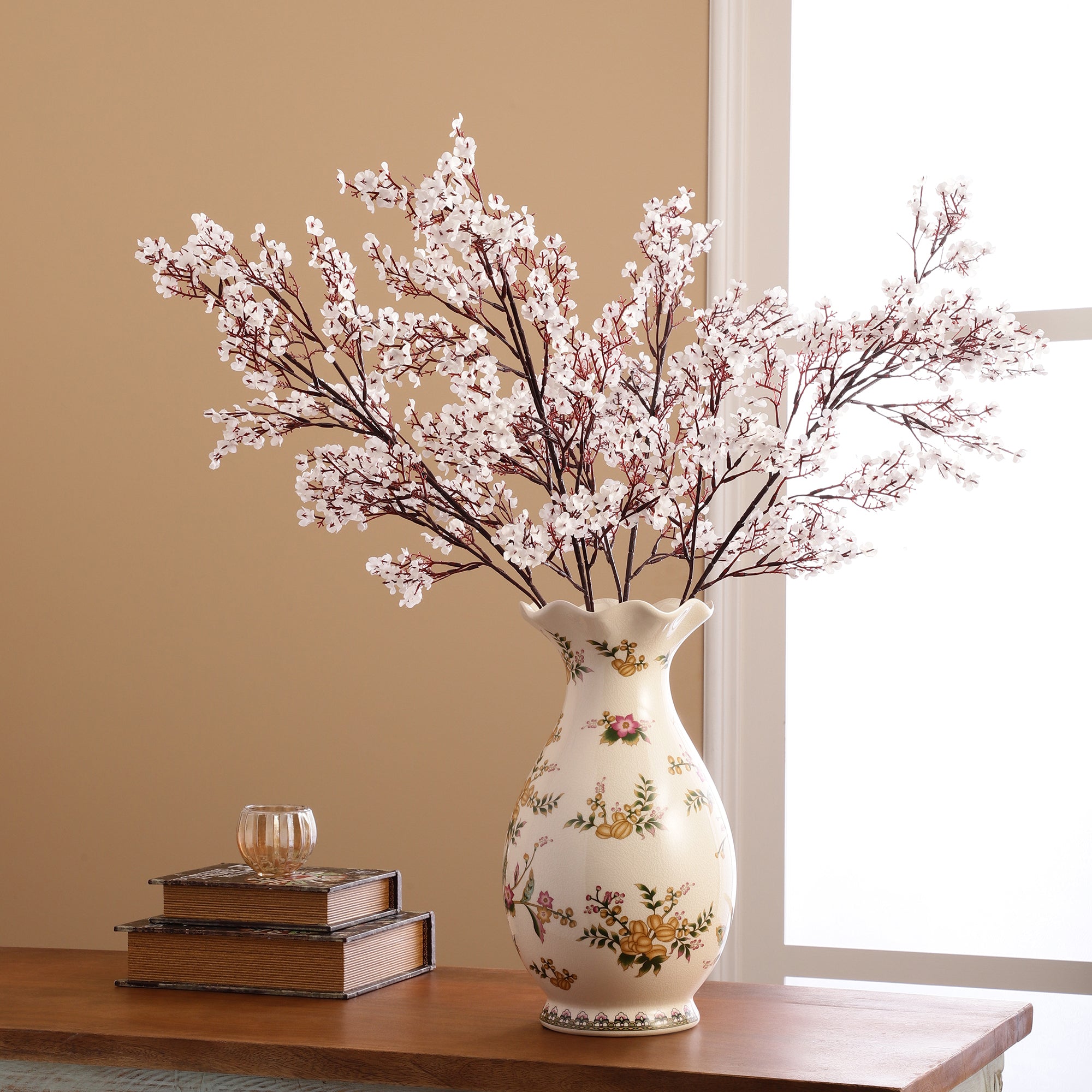 White Gypsophila Faux Flower Stick (Single)