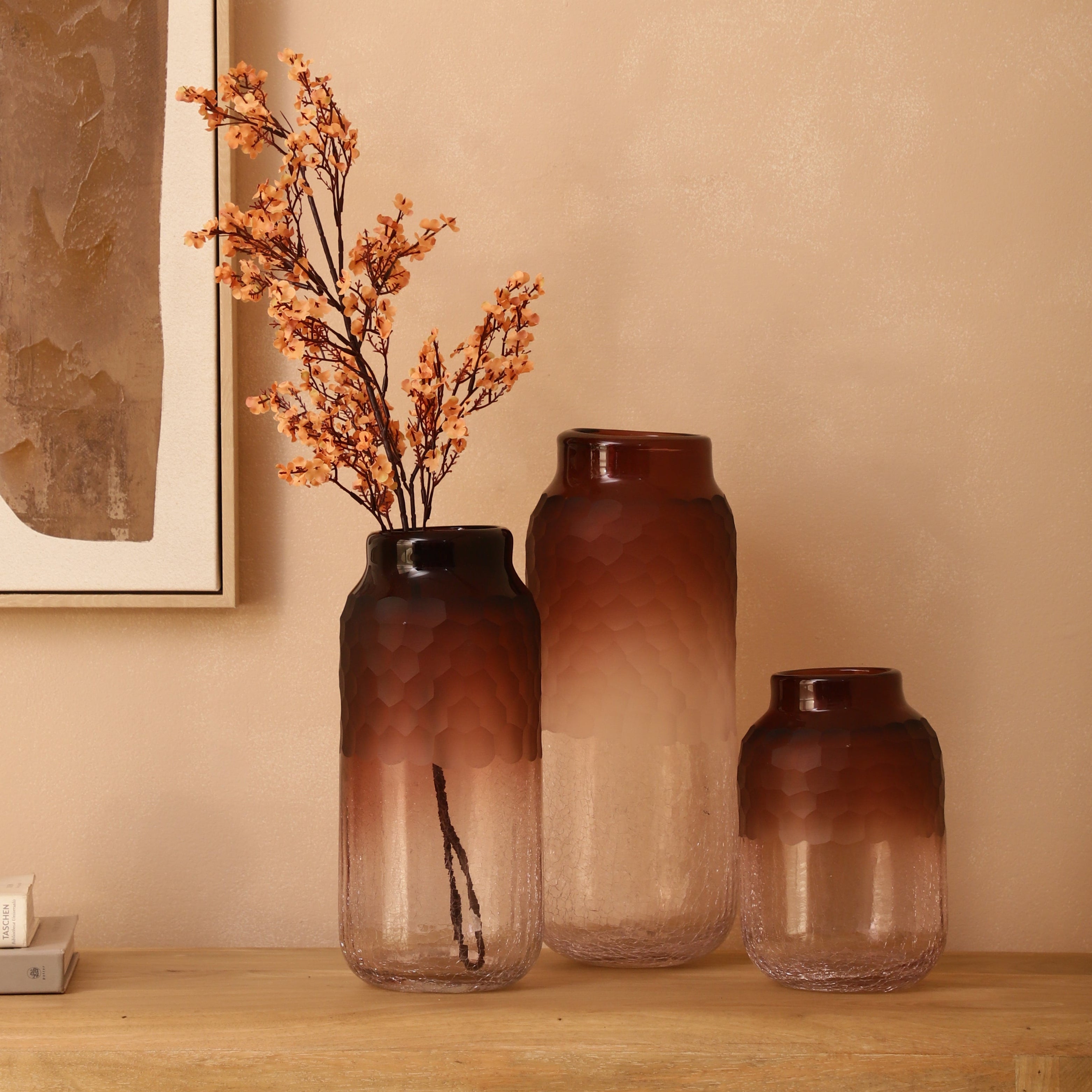 Wine Ombre Textured Glass Vase (Single)