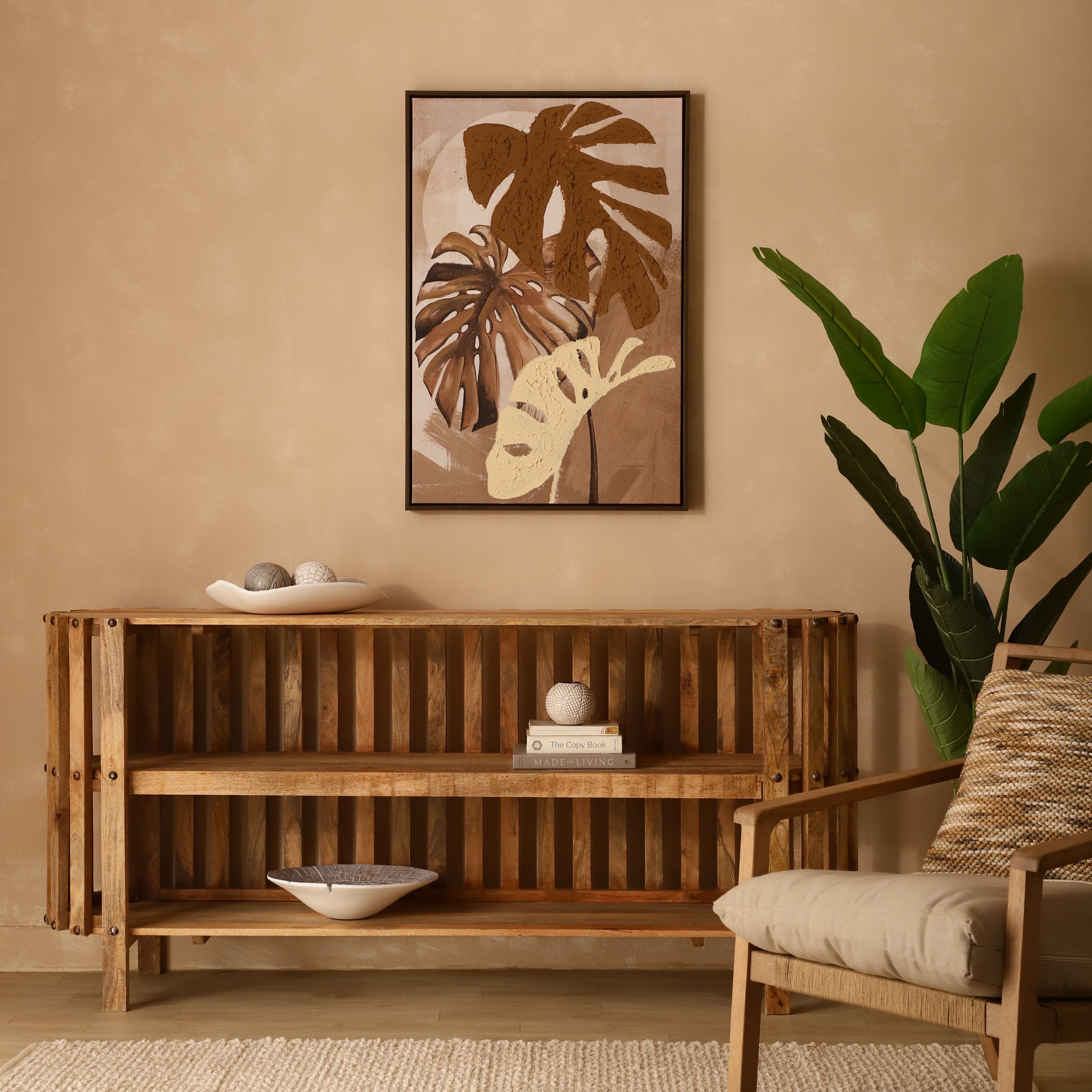 Monstera Leaf Canvas Art with Paper Mache