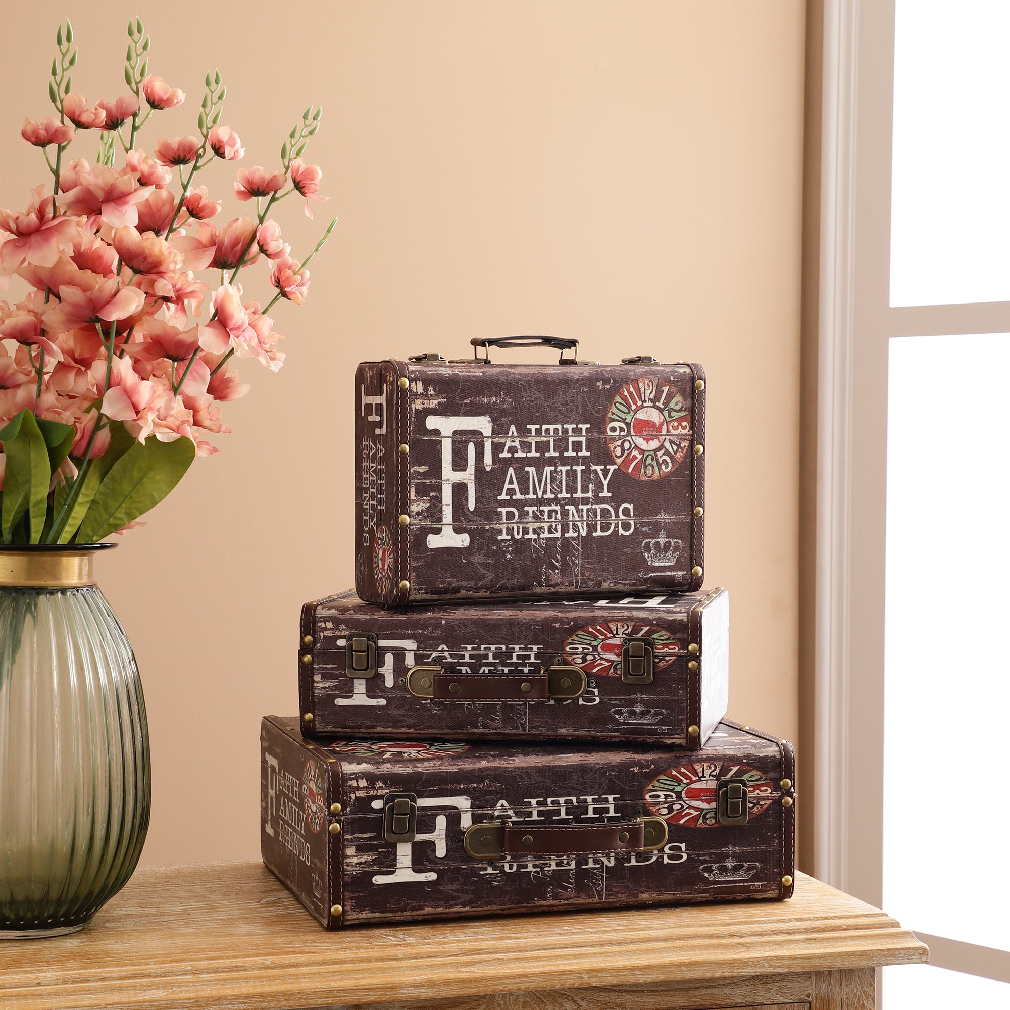 Faith Decorative Suitcase Set (Set of 3)