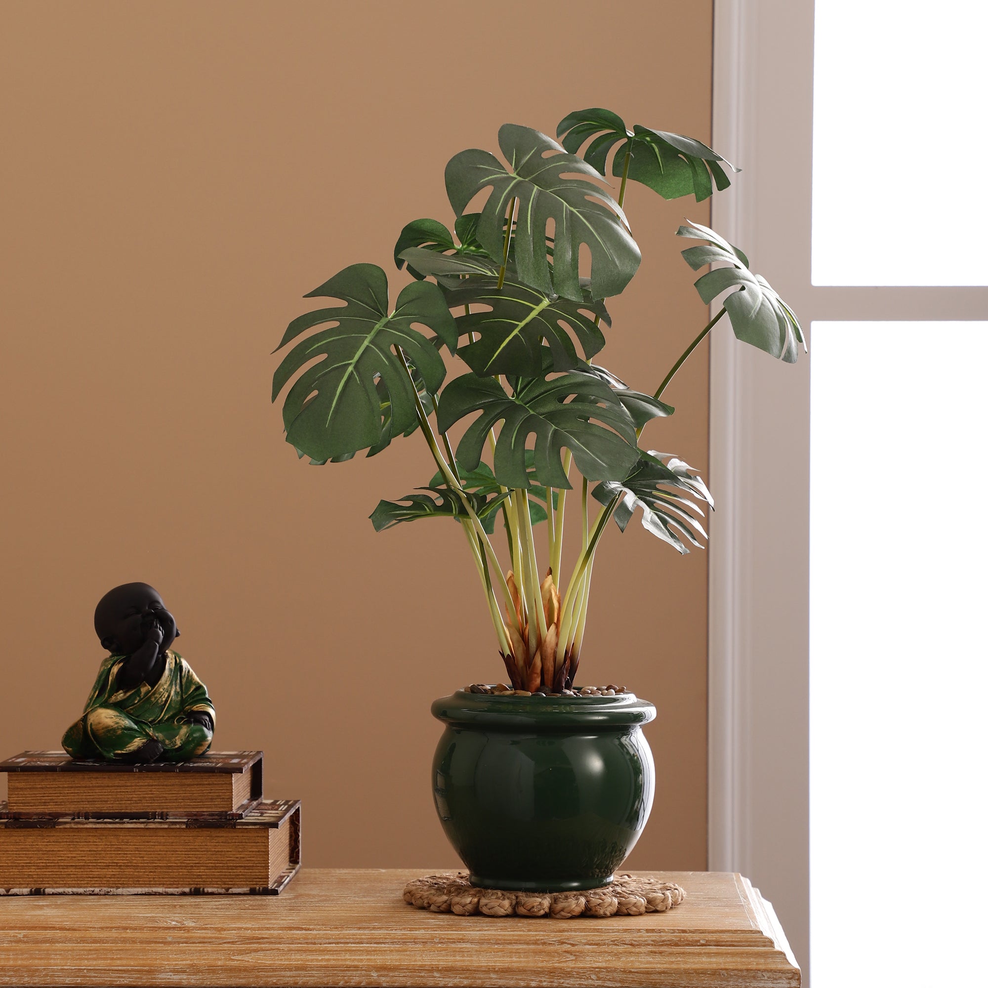 Monstera Faux Ceramic Potted Plant